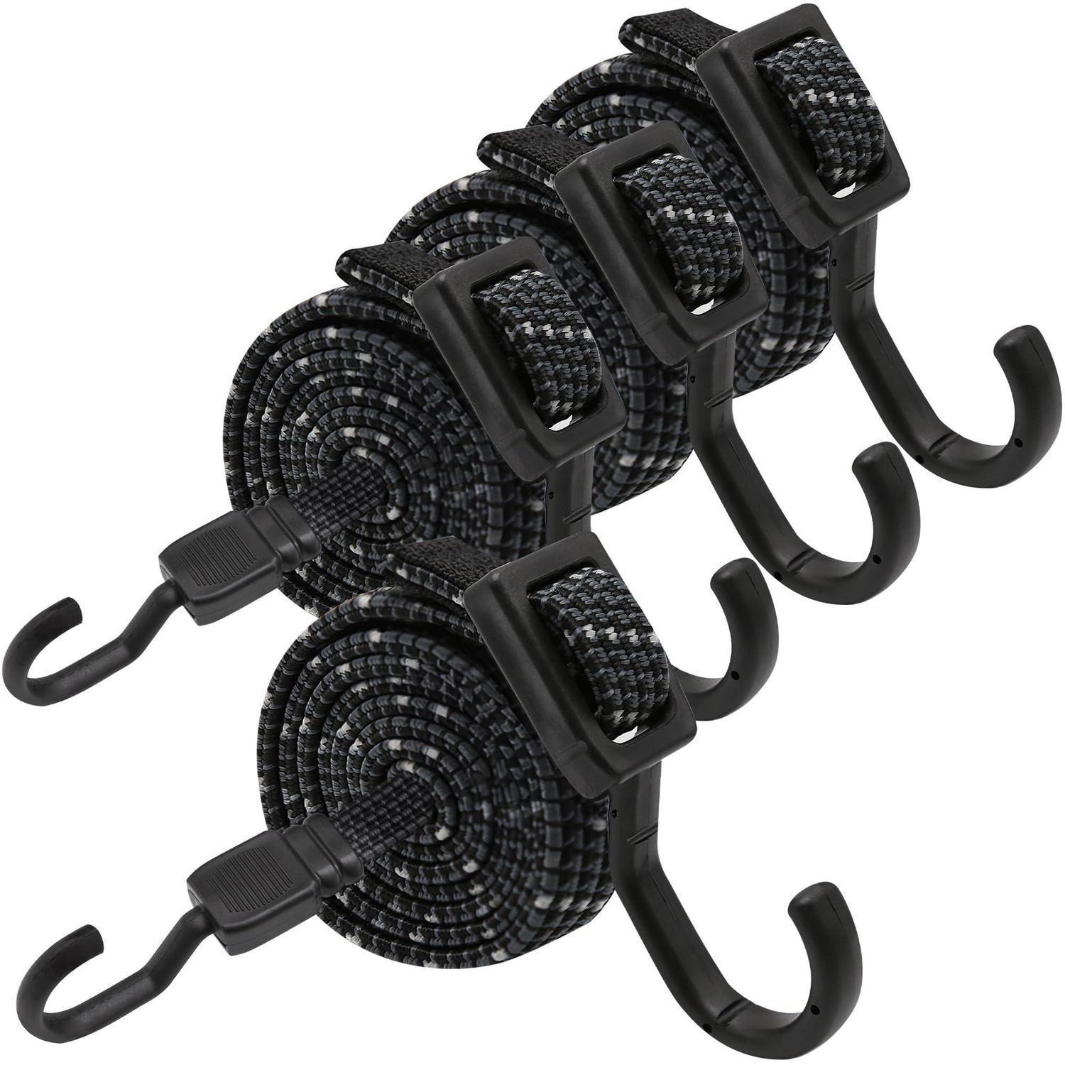 Spanngummi Mit Haken 4er Set, 100cm Flach, Reflektierend, Verstellbar