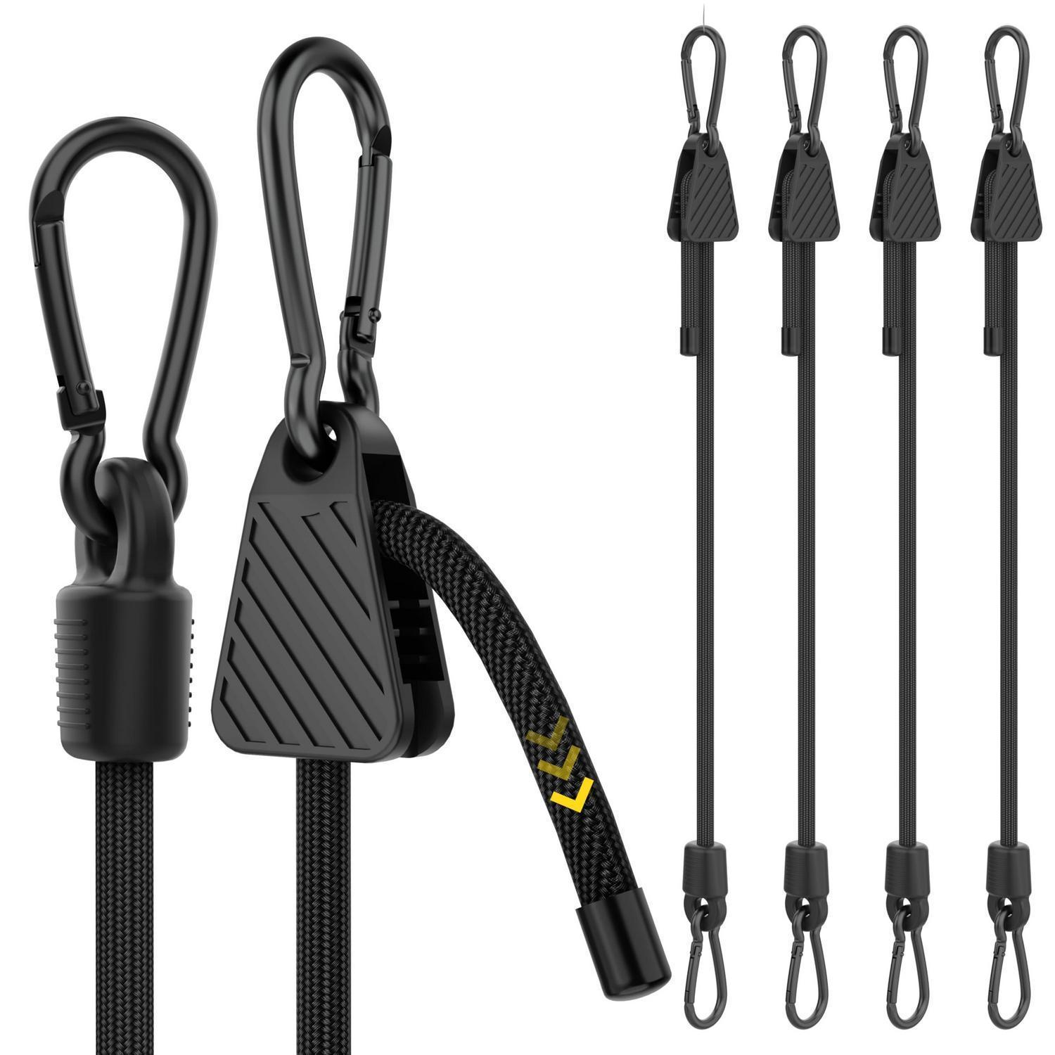 Spanngummi Mit Karabiner 4er Set, 100cm Expander Schwarz, Verstellbar