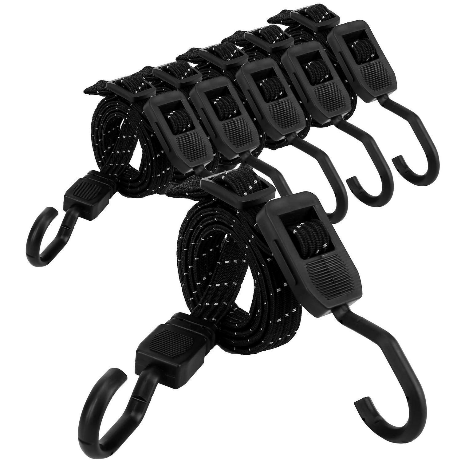 Spanngummi Mit Haken 6er Set, 120cm, Reflektierend, Verstellbar, Schwarz