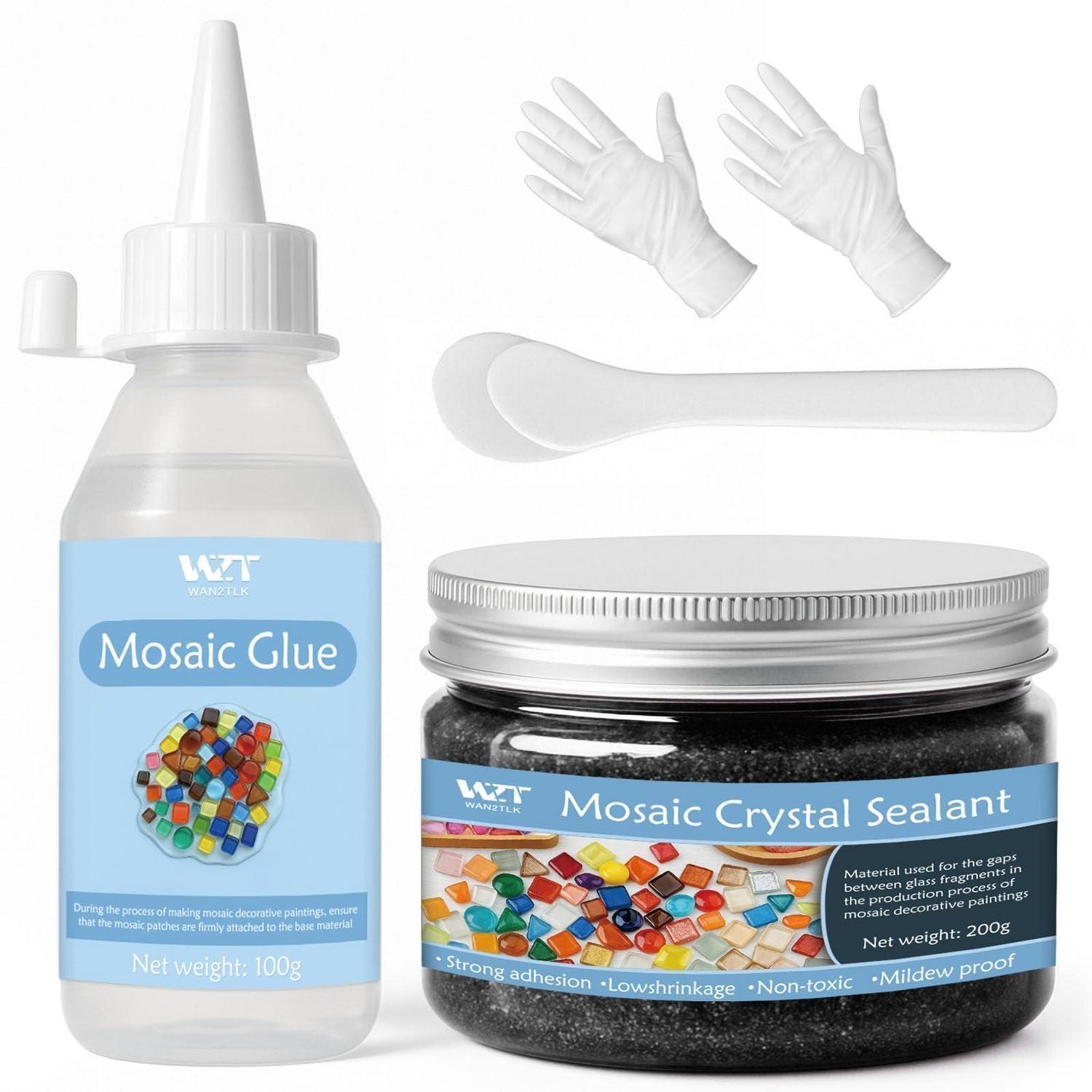 Mosaik-set Mit Kleber Und Schwarzer Fugenmasse Für Untersetzer Und Deko