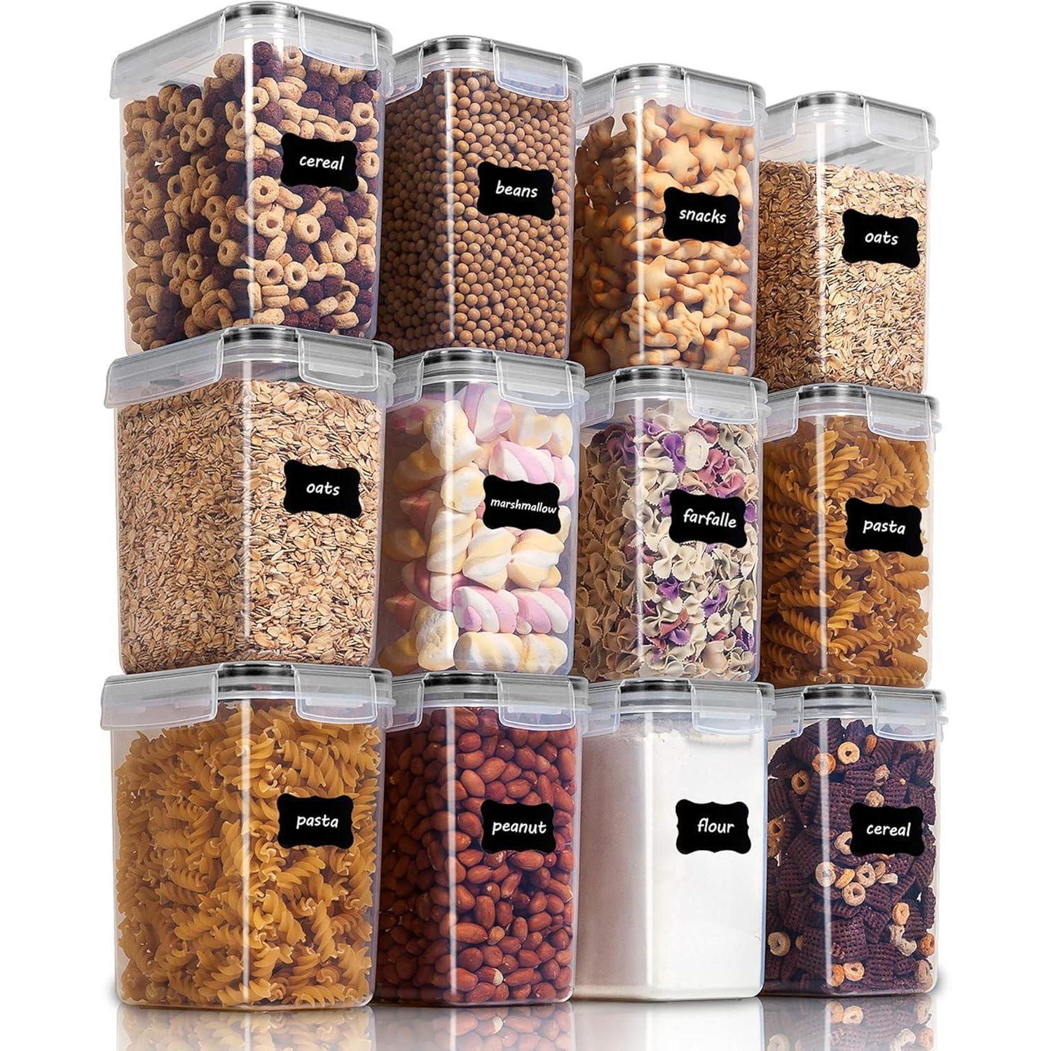 Vorratsdosen Set 12 Stück 1.6l Luftdicht Bpa-frei Mit 24 Etiketten