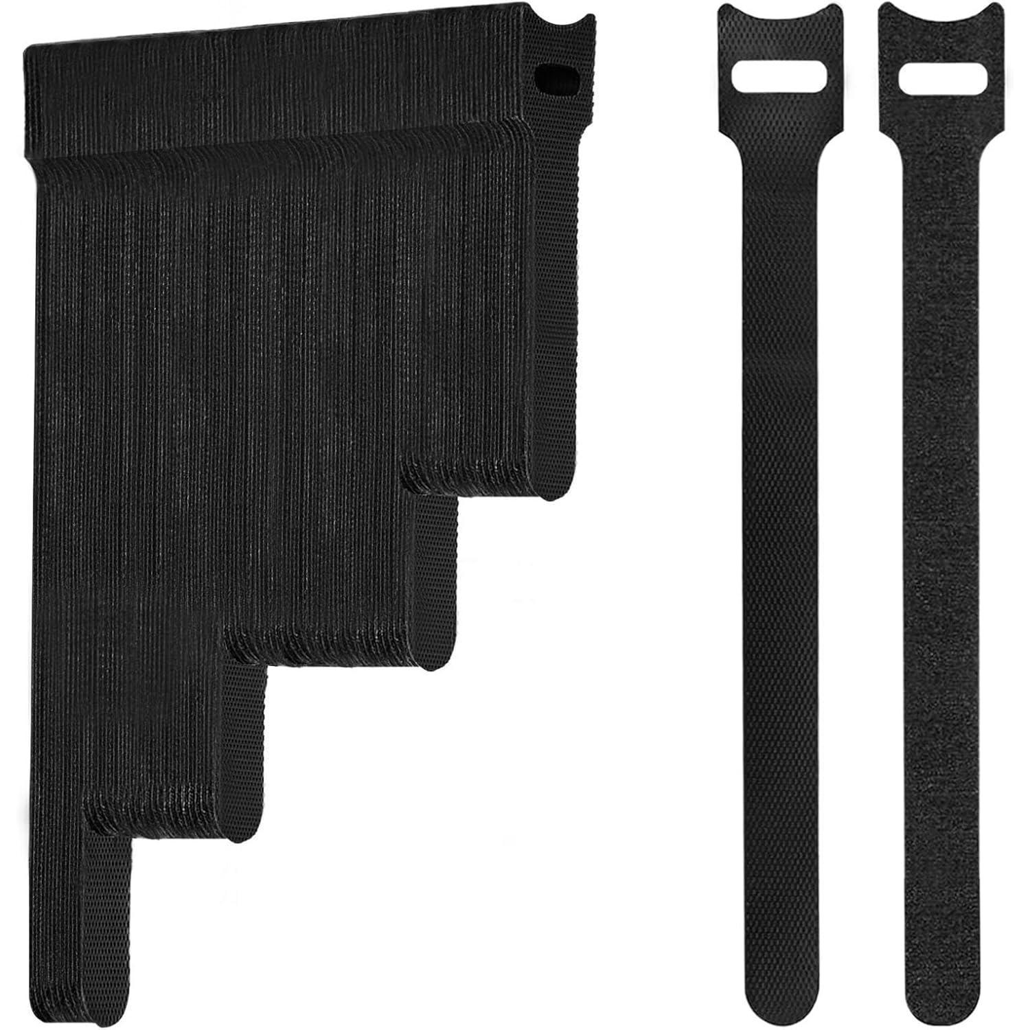 120x Klett Kabelbinder Wiederverwendbar, Schwarz, 10-25cm, Für Kabelmanagement