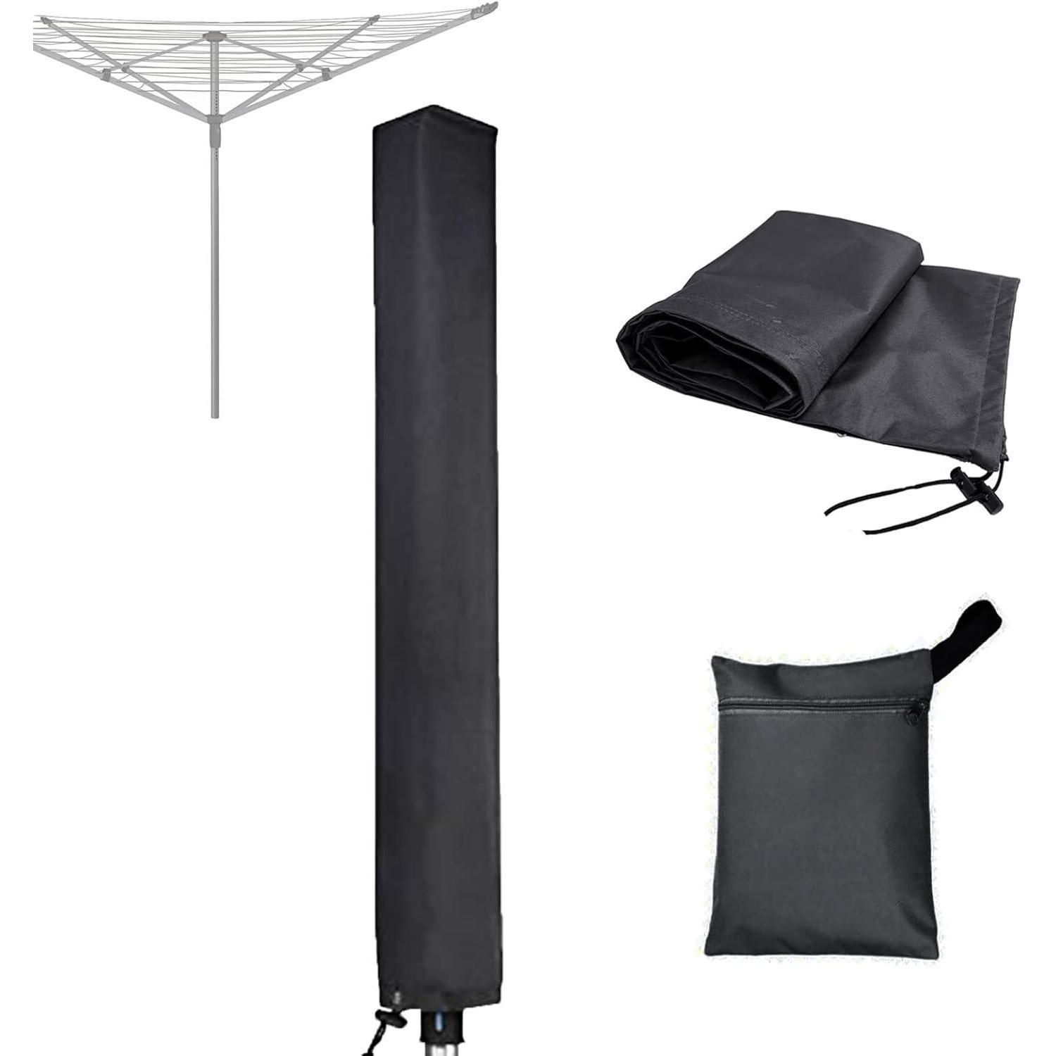 Wäschespinne Abdeckung Wasserdicht Mit Reißverschluss 16x16x180cm Schwarz