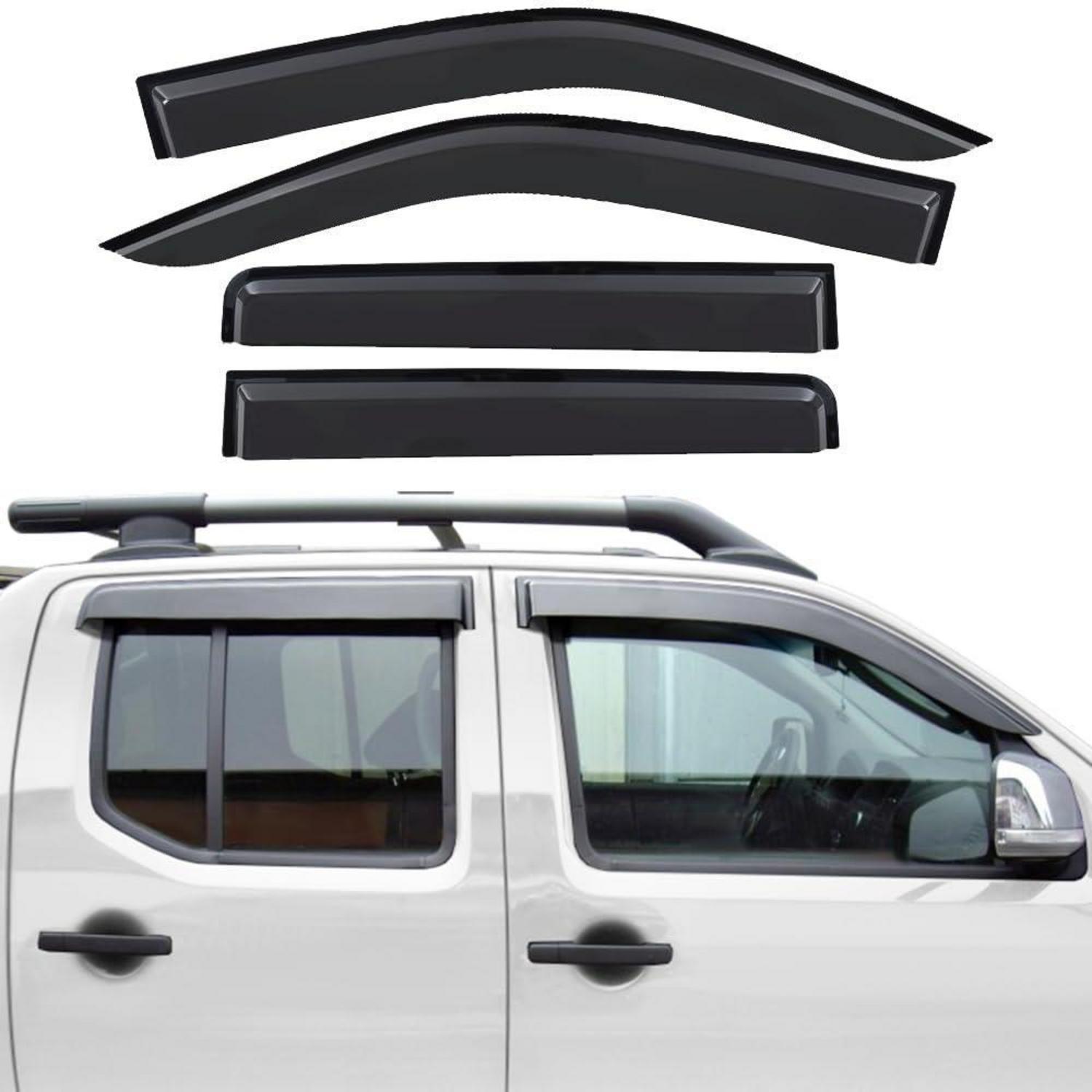 Windabweiser Für Nissan Navara D40 2006-2014 Doppelkabine 4 Stück Rauch Schwarz