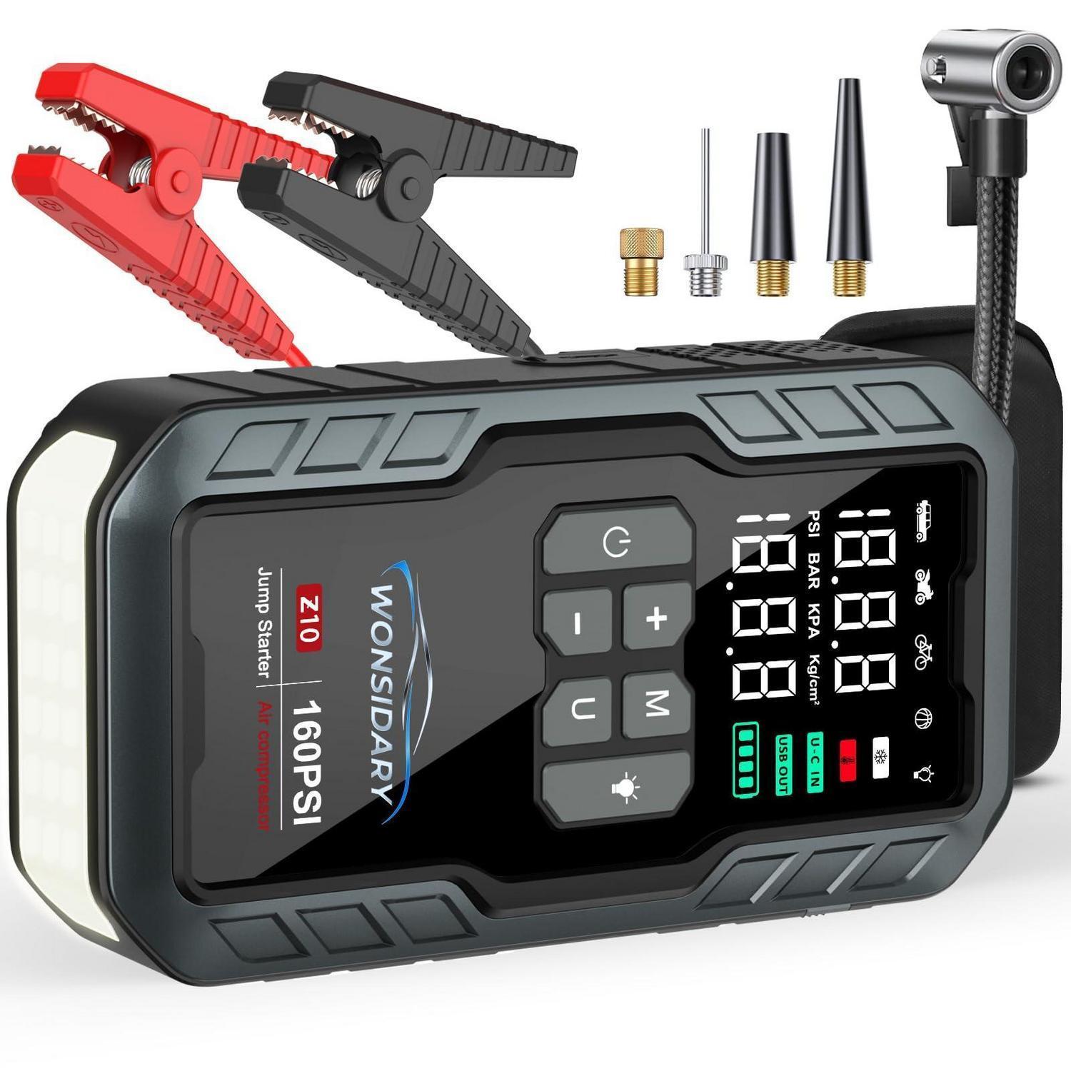 Starthilfe Powerbank 7000a Mit 160 Psi Kompressor, 27000mah, Für 12v Benzin/diesel, Led-licht