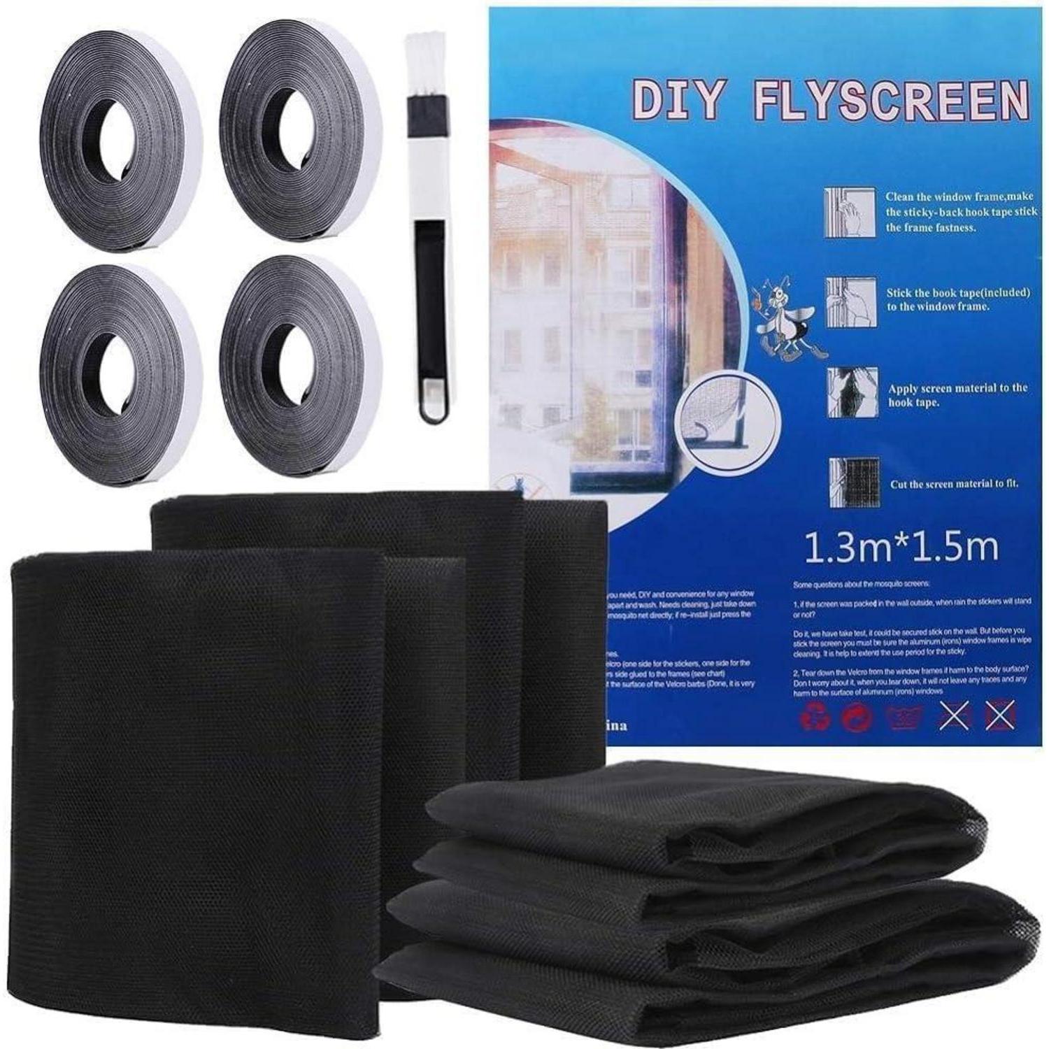 Fliegengitter Fenster 4er-set 130x150 Cm Mit Klettband, Insektenschutz Zum Zuschneiden
