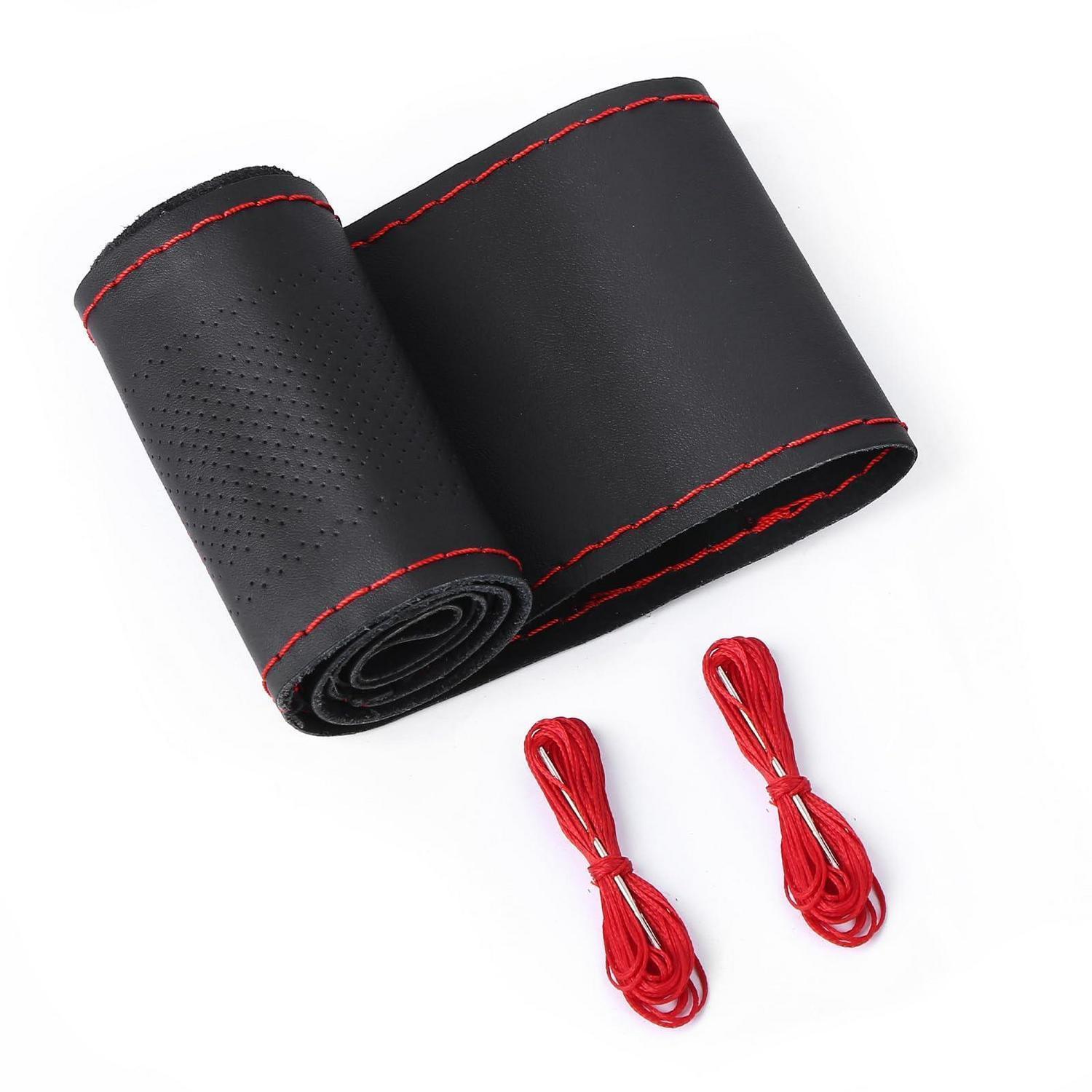 Lenkradbezug Leder Rot Mit Nadel & Faden, Universal 37-38cm