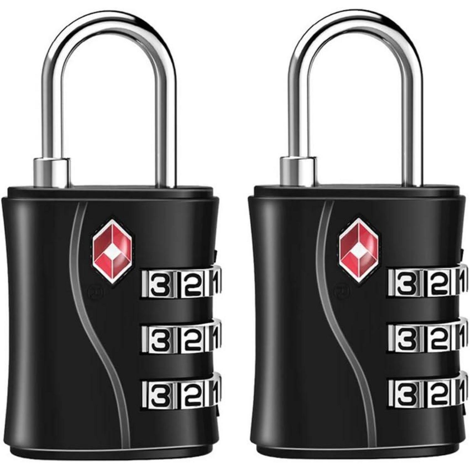 Tsa Kofferschloss 3-stellig, Robust, Für Koffer, Rucksack, Spind, 2 Stück, Schwarz