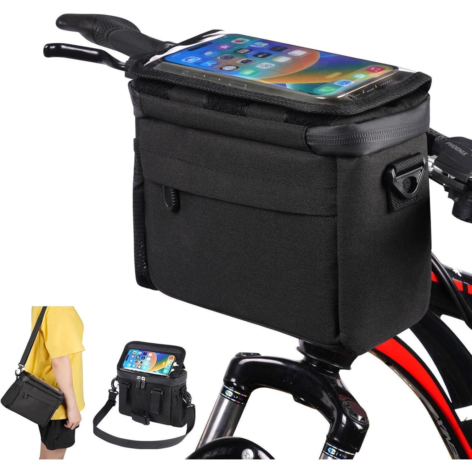 Fahrradkorb Vorne Wasserdicht Mit Touchscreen-handyhalterung Und Schultergurt