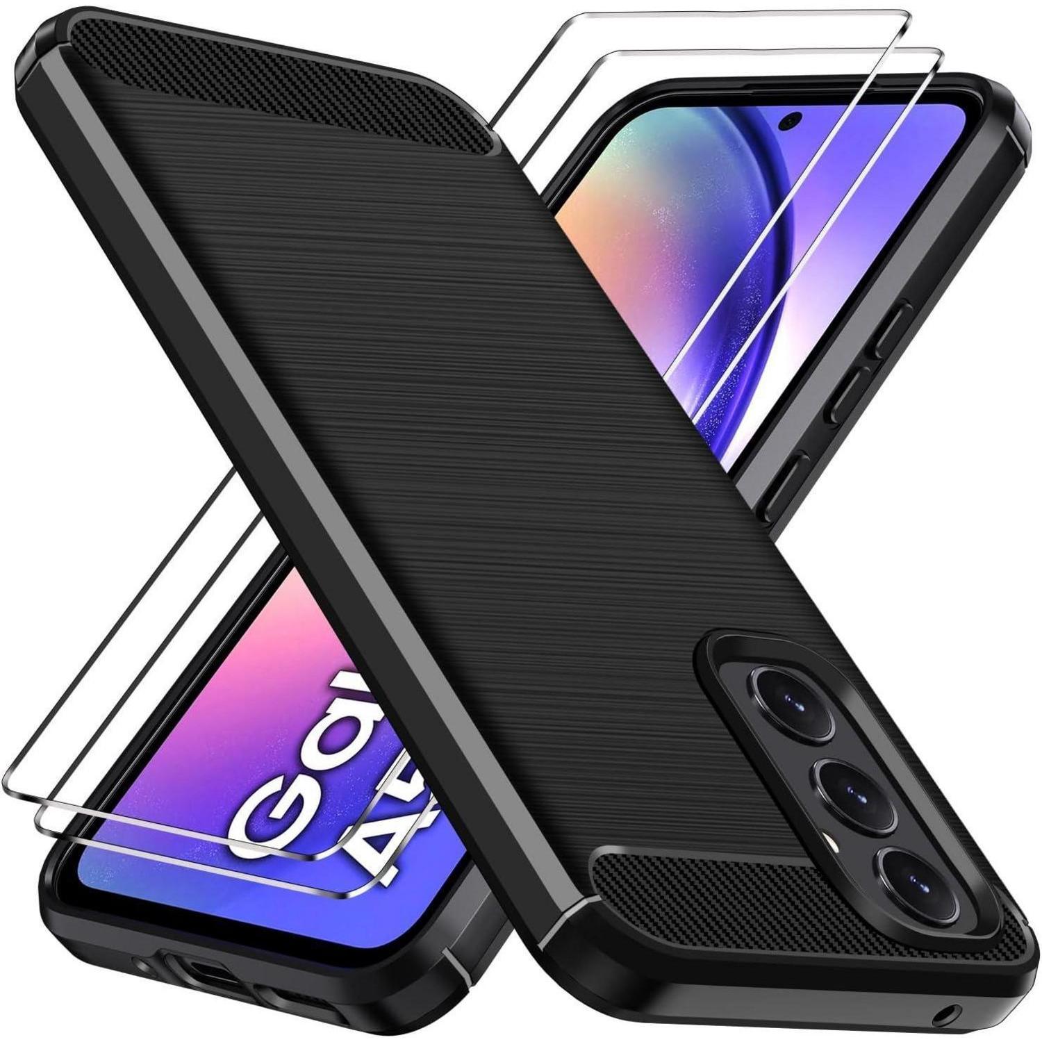 Schutzhülle Mit 2x Panzerglas Für Samsung Galaxy A54 5g, Militärqualität, Schwarz