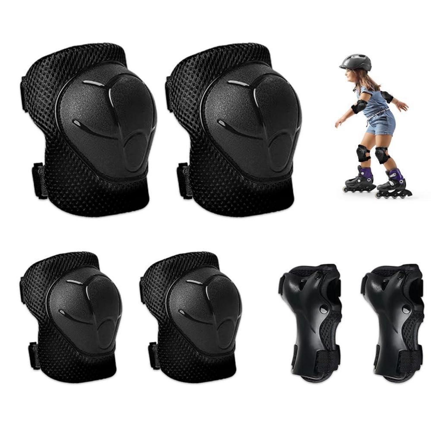 Schutzset Kinder 6-teilig: Knieschoner, Ellenbogenschoner, Handgelenkschoner Für Skateboard & Radfahren