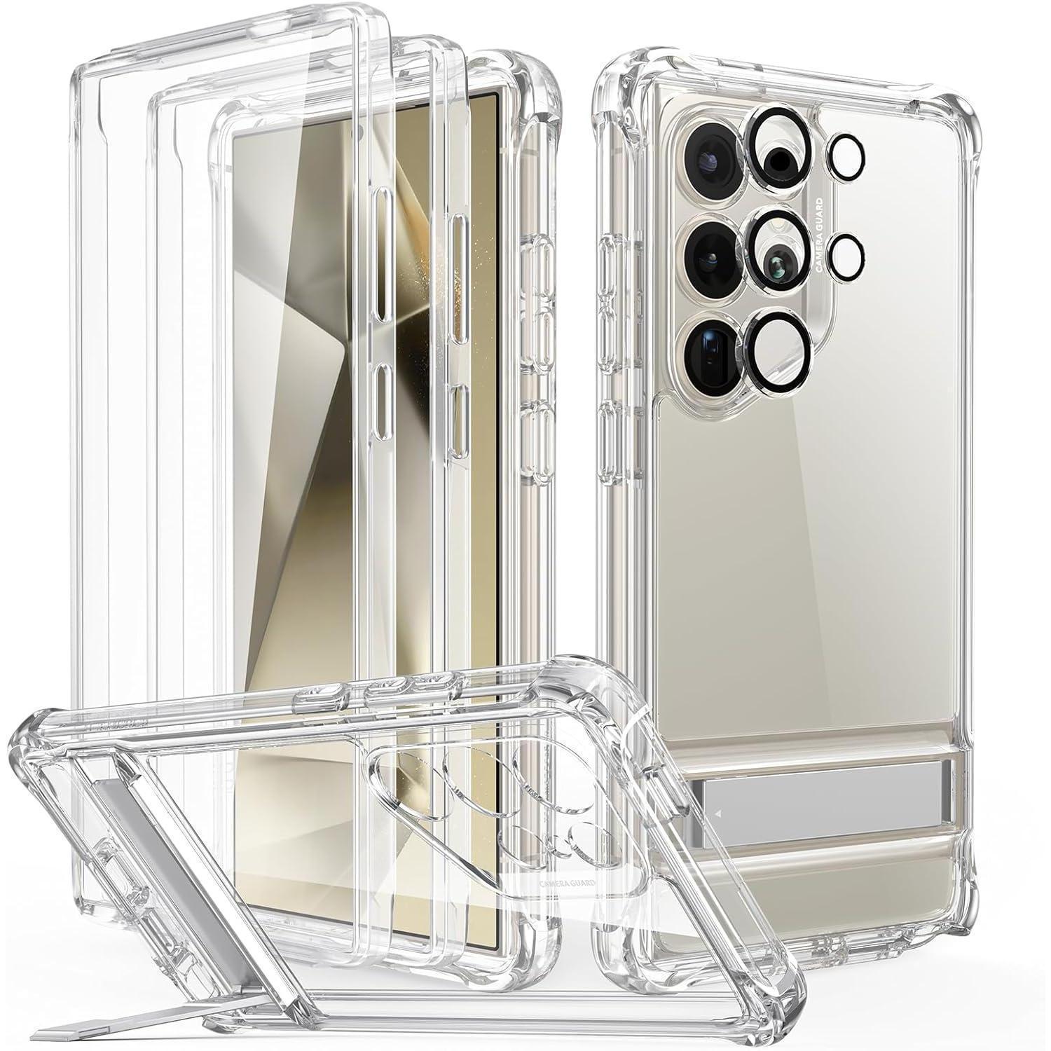 Schutzhülle Mit Ständer Für Samsung Galaxy S24 Ultra, Militärnorm, 3 Standmodi, Klar