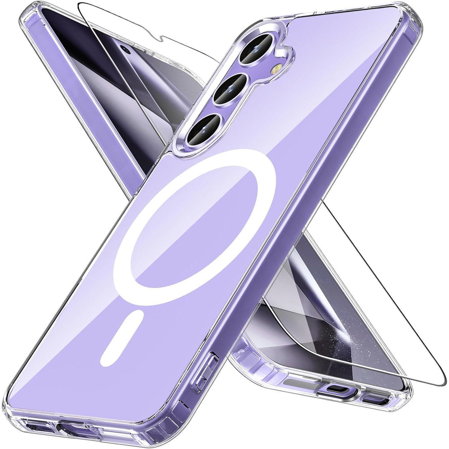 Magsafe Hülle Mit Panzerglas Für Samsung Galaxy S25/s24, Stoßfest Klar