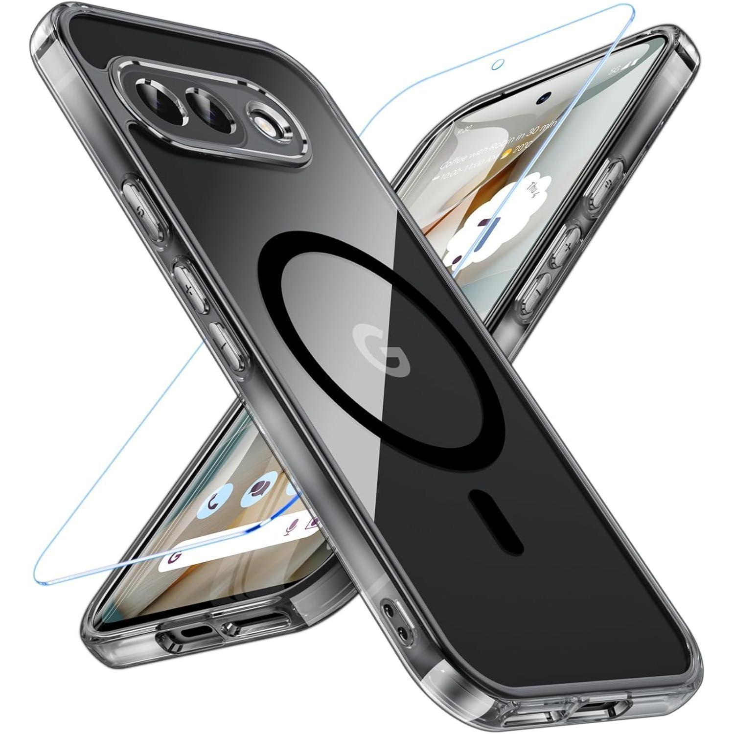 Schutzhülle Mit Magsafe Für Google Pixel 9a, Inkl. Panzerglas, Transparent, Stoßfest