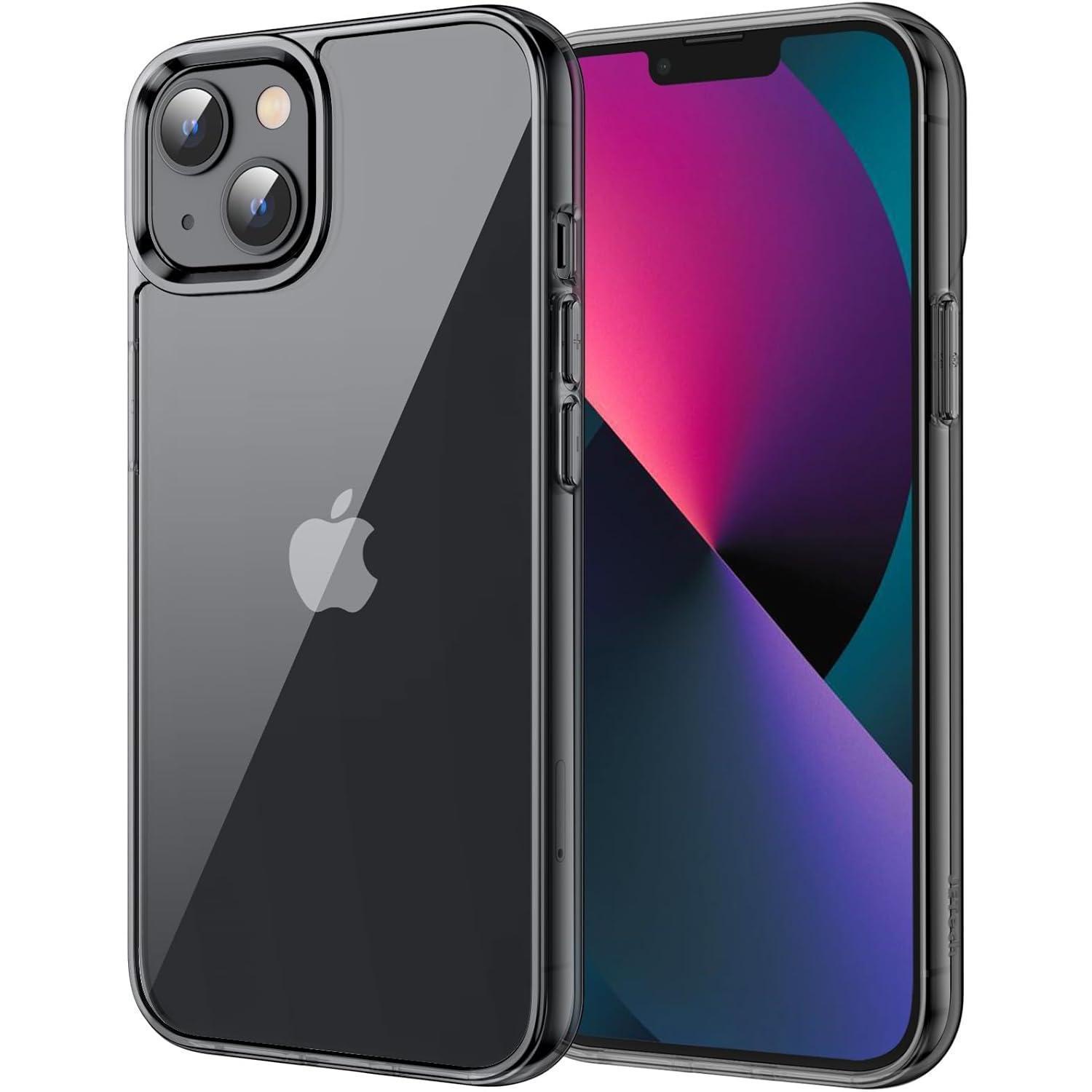 Schutzhülle Für Iphone 13 6,1 Zoll, Stoßfest, Transparent, Kratzfest, Schwarz