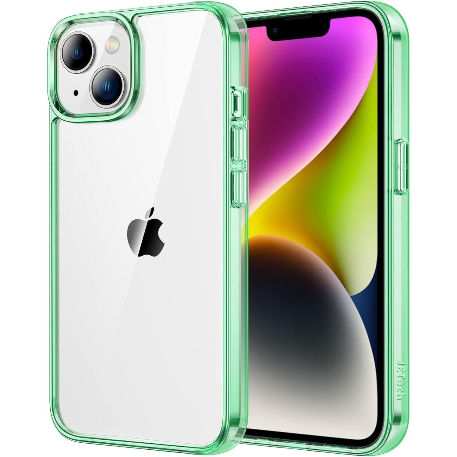 Schutzhülle Für Iphone 14 6,1 Zoll, Transparent, Stoßfest, Nachtgrün