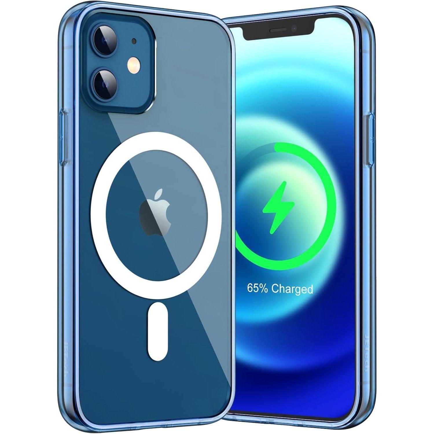 Magnetische Hülle Für Iphone 12/12 Pro 6,1 Zoll, Magsafe Kompatibel, Transparent, Stoßfest