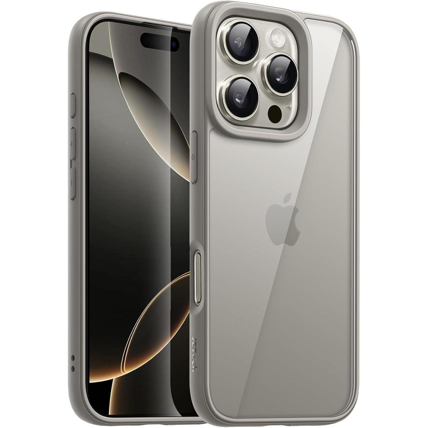 Schutzhülle Für Iphone 16 Pro 6,3 Zoll, Stoßfest, Transparent, Titan Natur