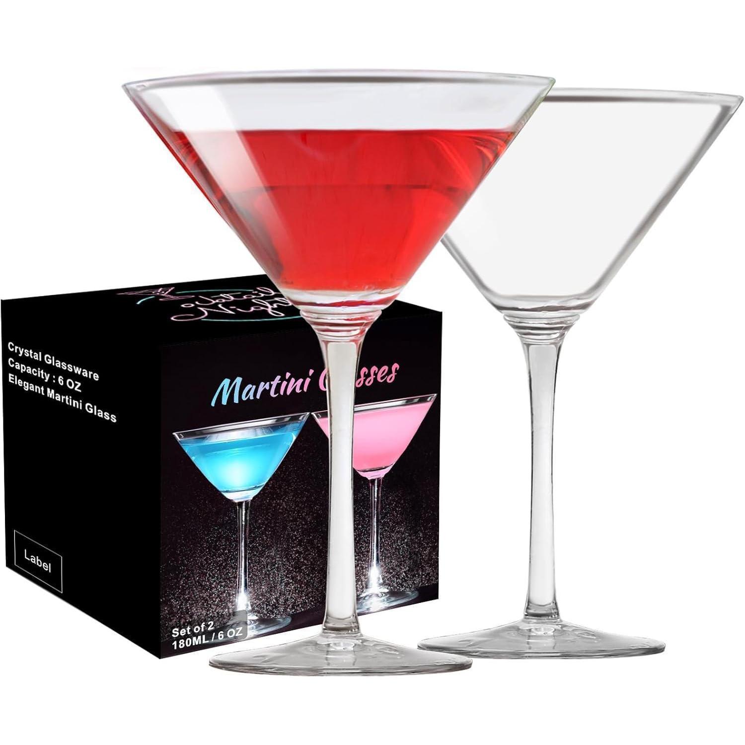 Martini Gläser 2er-set, Mundgeblasene Kristallgläser 180ml, Cocktailgläser Für Margaritas