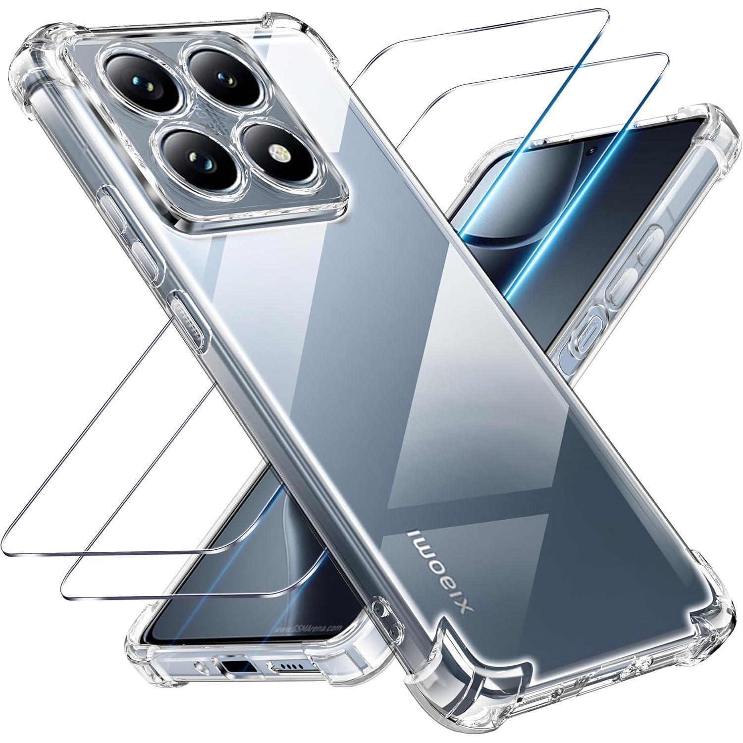 Schutzhülle Mit Panzerglas Für Xiaomi 14t Pro 5g, Transparent, Stoßfest, Kratzfest