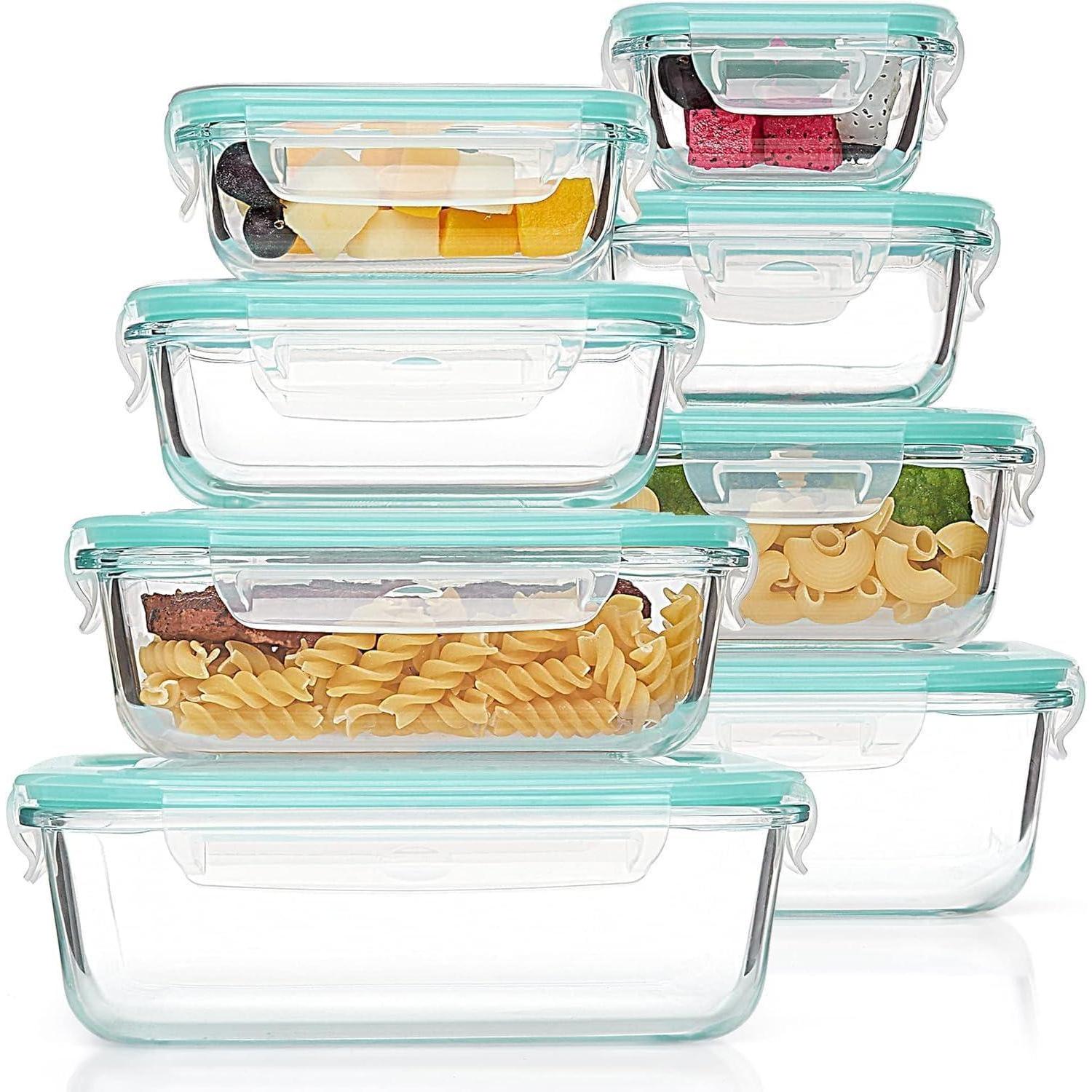 Glas Frischhaltedosen 8er Set Mit Deckel, Luftdicht & Auslaufsicher, Mikrowellengeeignet