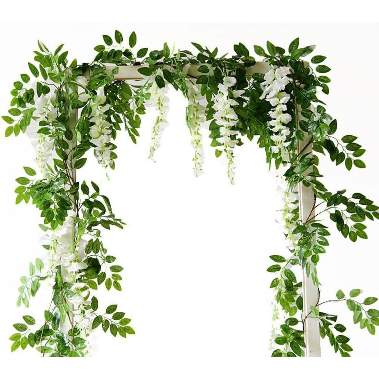 2x Künstliche Wisteria Girlande 3.6m Weiß Seidenblumen Ranke Für Deko