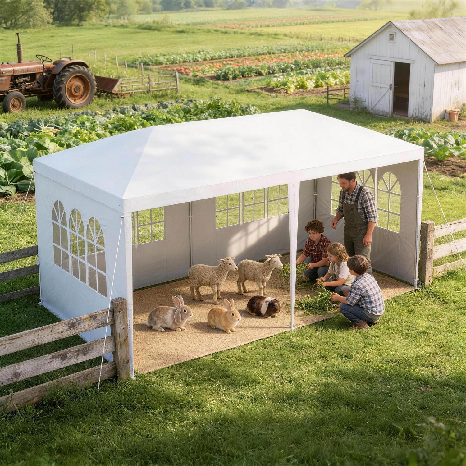 Partyzelt 3x6m Wasserdicht Festzelt Mit 6 Seitenwänden Uv Schutz Gartenzelt Weiß