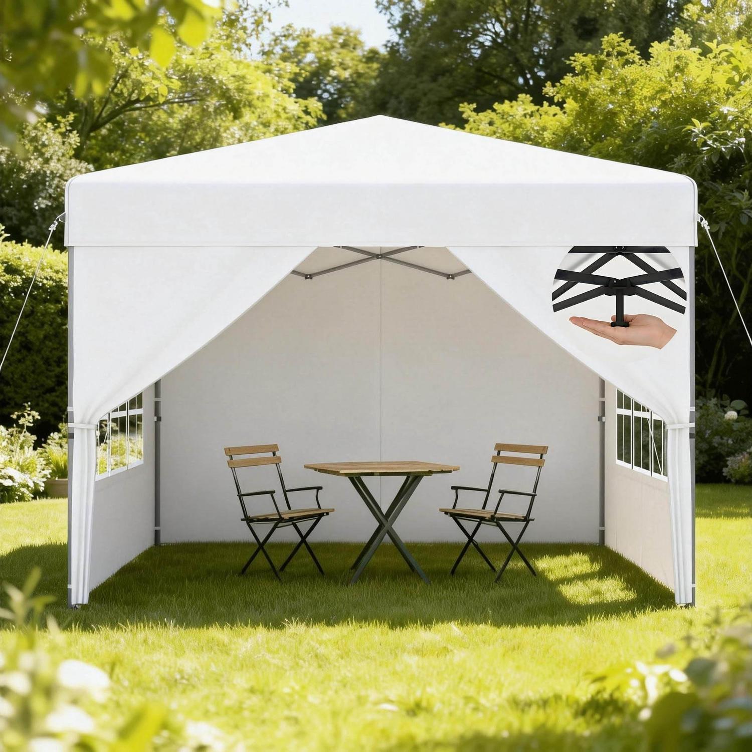 Faltpavillon 3x3m Wasserdicht, Uv-schutz, Mit Seitenwänden, Höhenverstellbar