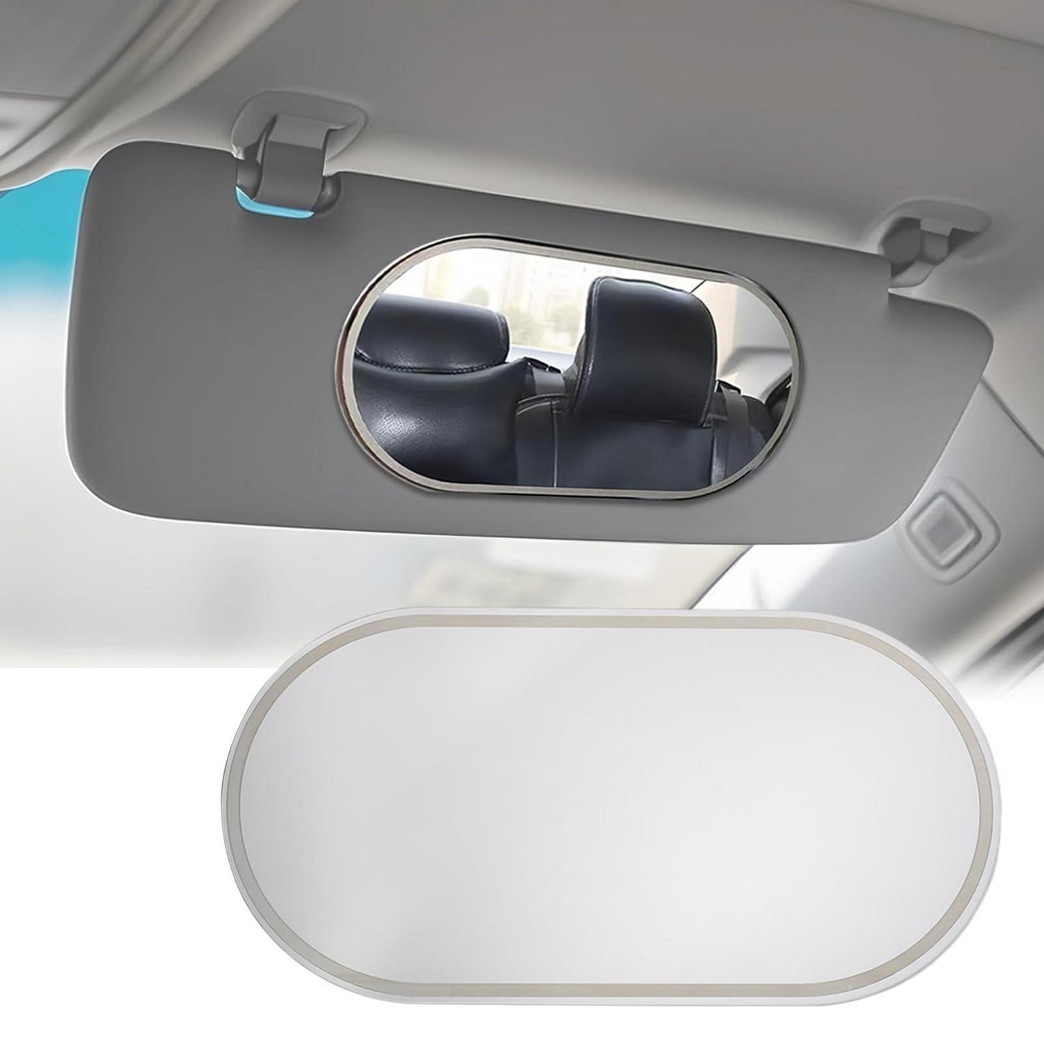 Auto Sonnenblende Spiegel Oval, Hd Make-up Spiegel Edelstahl Selbstklebend