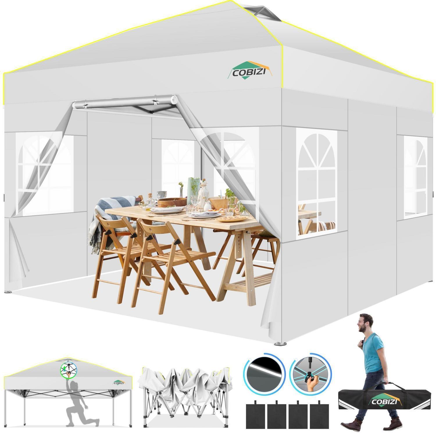 Faltpavillon 3x3m Wasserdicht Mit 4 Seitenwänden, Pop Up Partyzelt Für Garten & Events