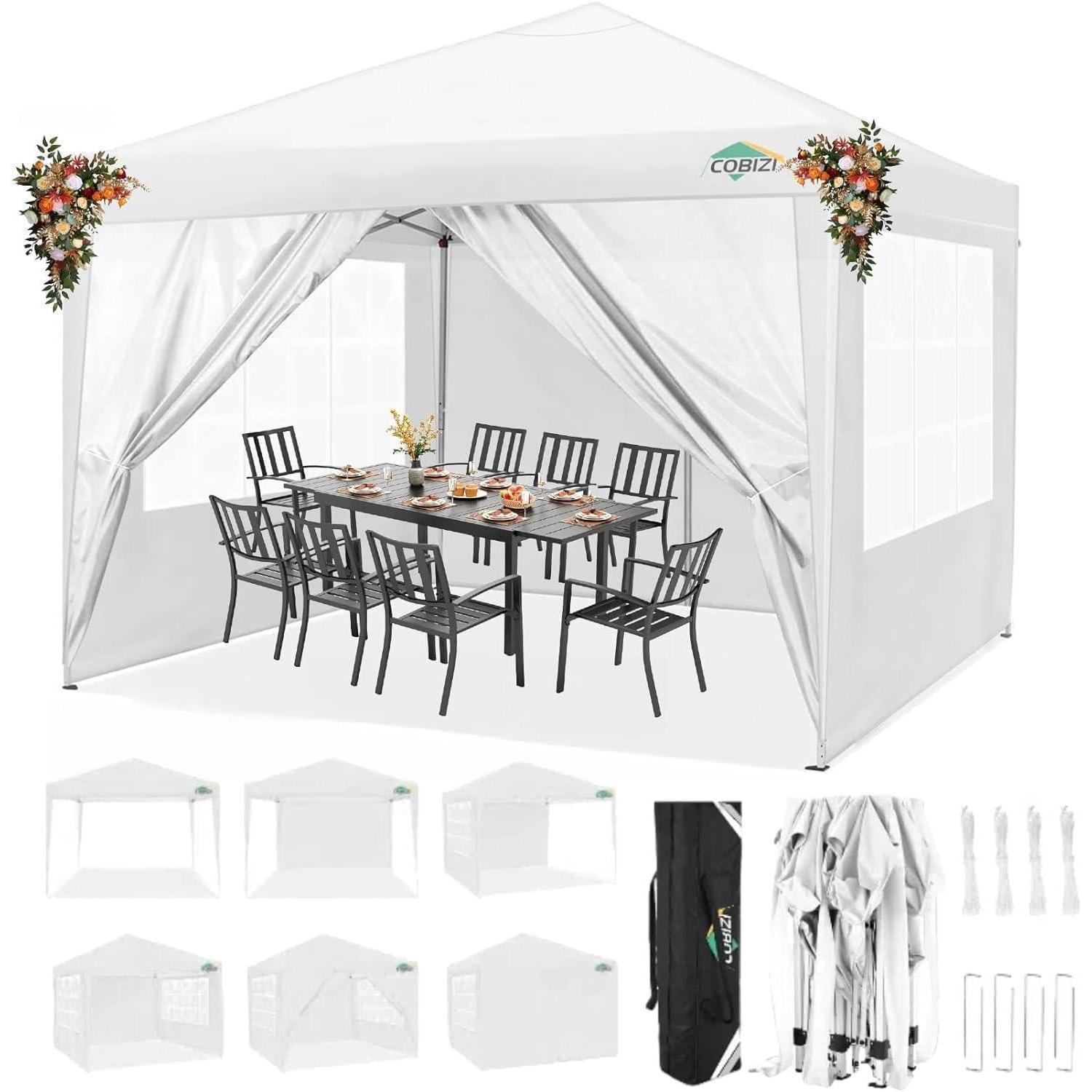Faltpavillon 3x3m Wasserdicht Mit 4 Seitenwänden Und Uv-schutz