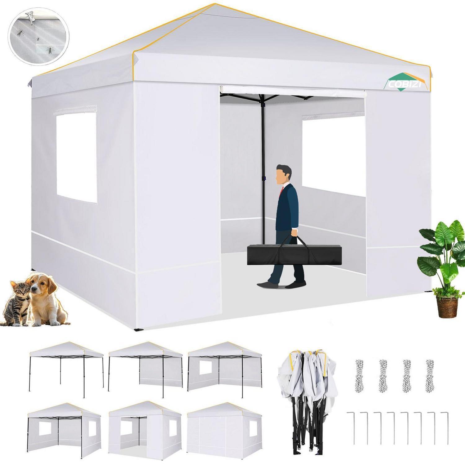 Faltpavillon 3x3m Wasserdicht Mit 4 Seitenteilen Und Fenstern