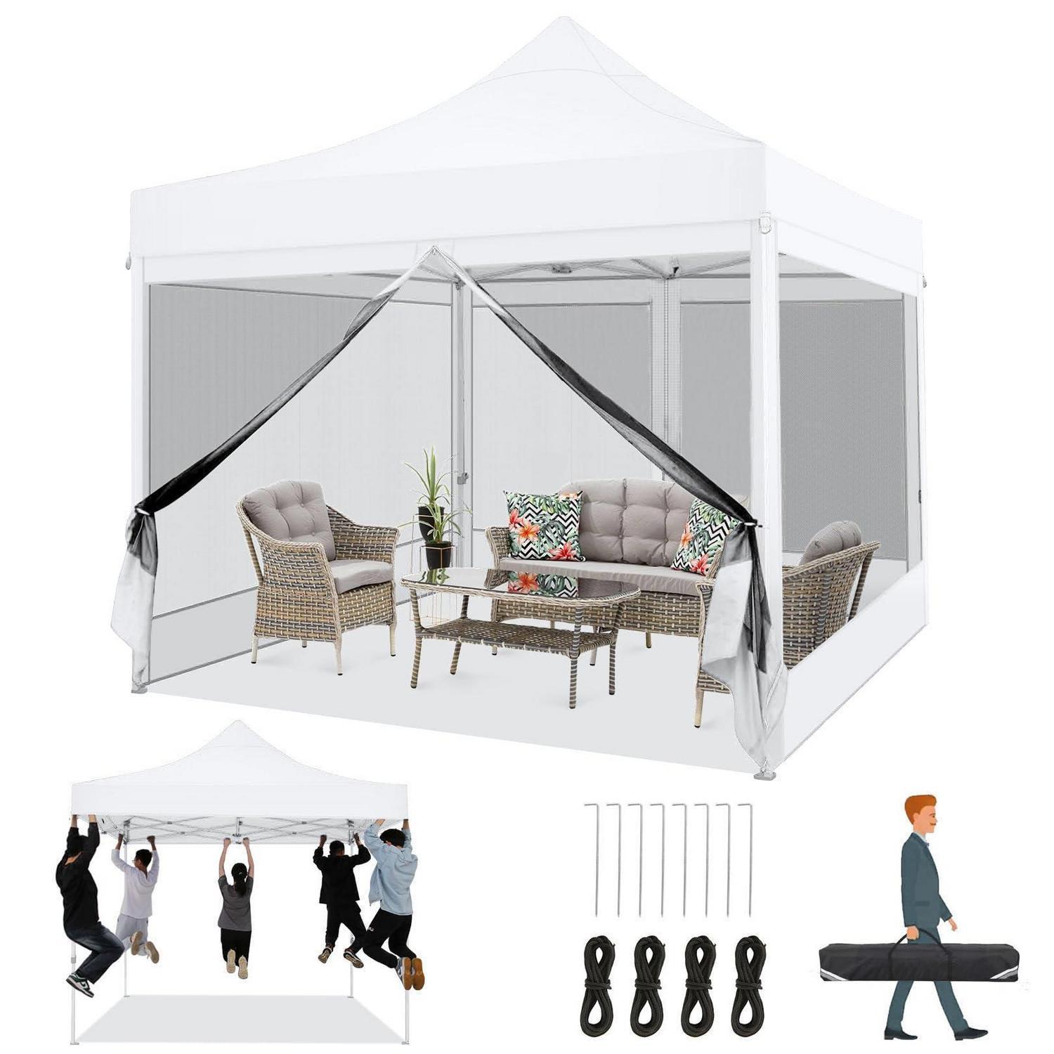 Faltpavillon 3x3m Wasserdicht Mit Moskitonetz, Stabil, Uv-schutz, 4 Seitenwände