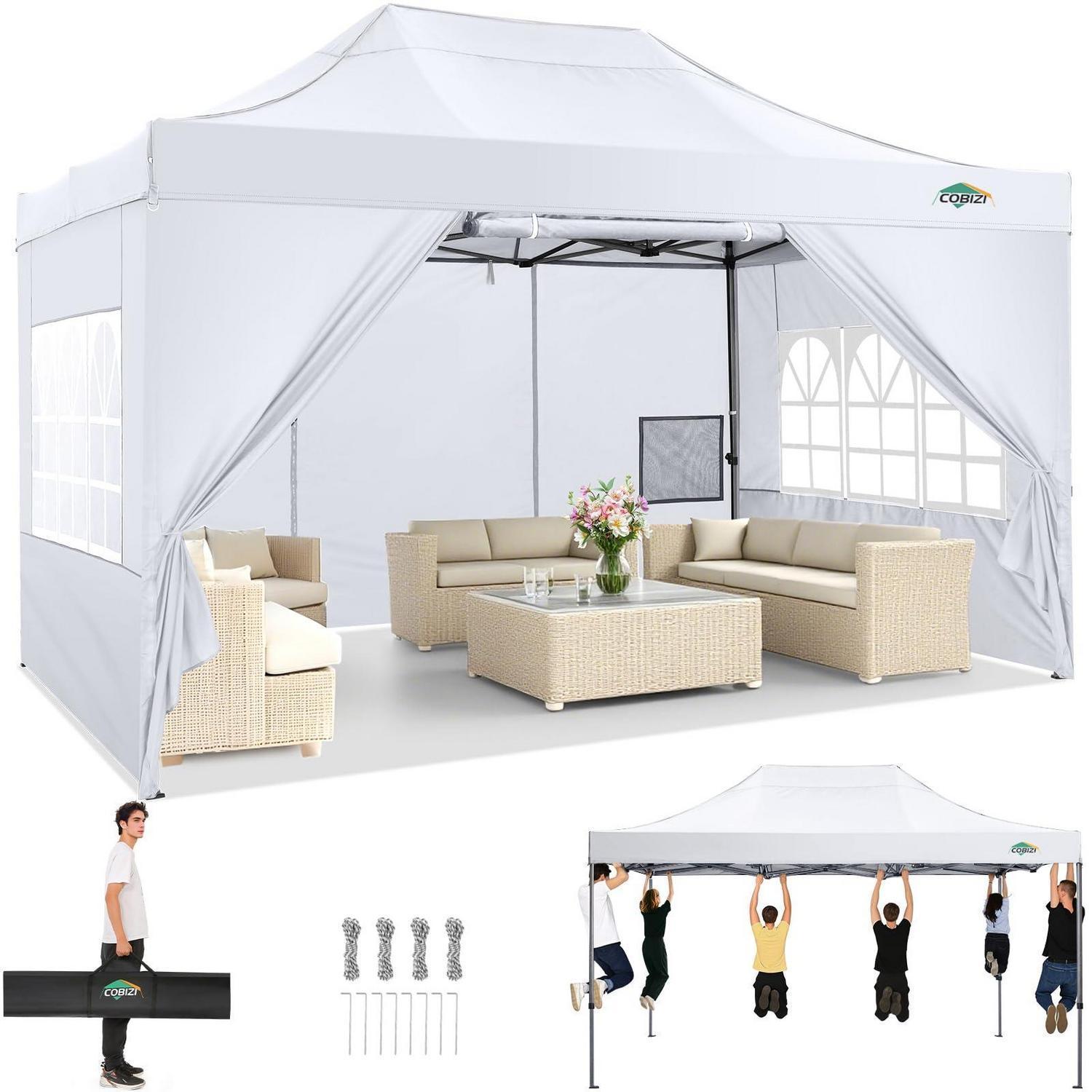 Faltpavillon 3x4.5m Wasserdicht, Uv-schutz 50+, Mit 4 Seitenteilen