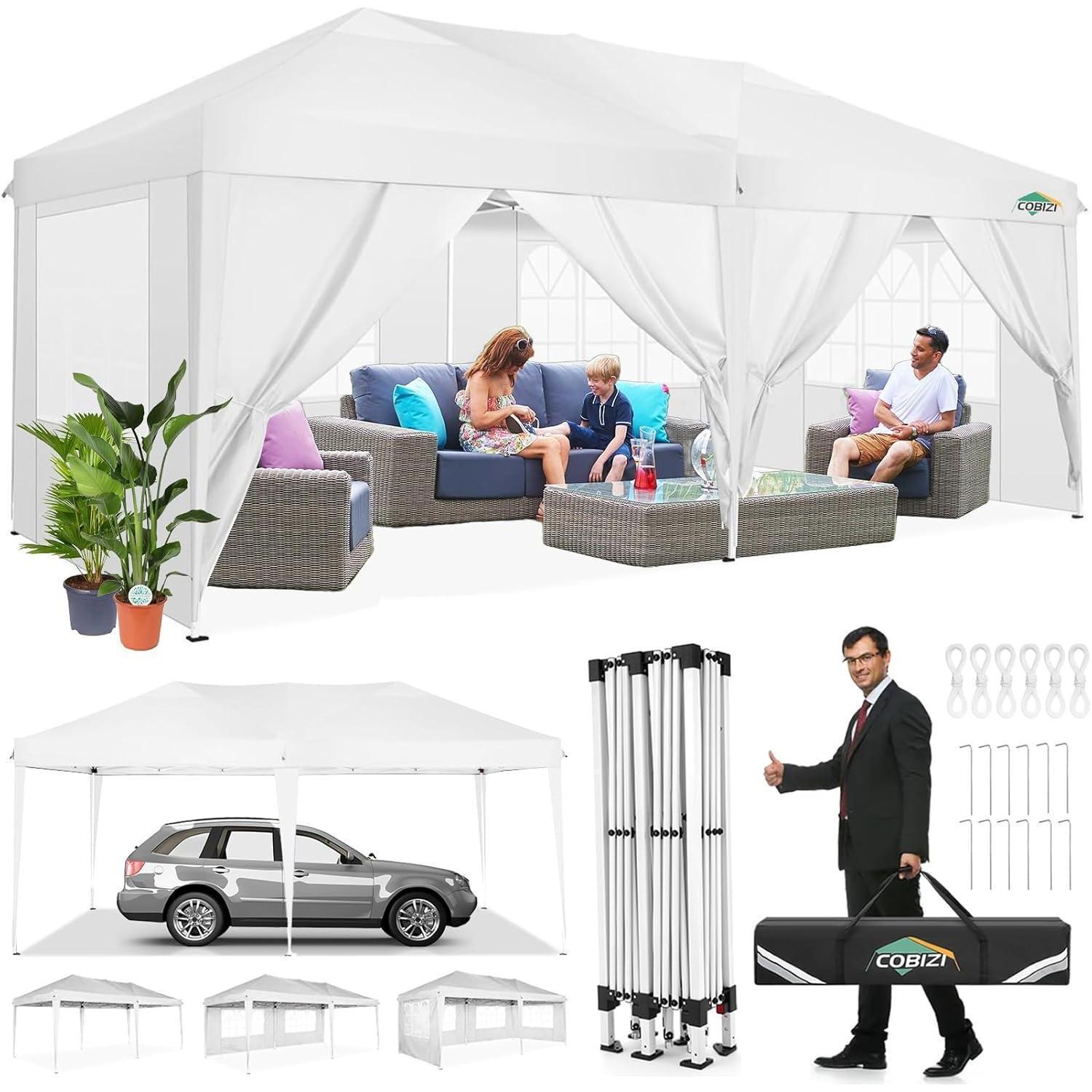 Faltpavillon 3x6m Wasserdicht Mit 6 Seitenwänden, Uv-schutz, Wetterfest
