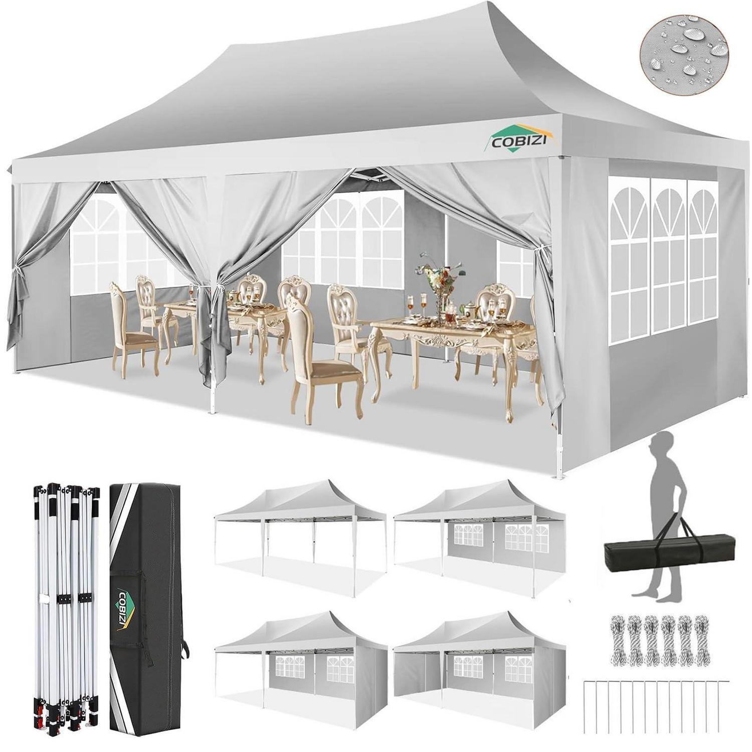 Faltpavillon 3x6m Wasserdicht, Stabil, Höhenverstellbar, Mit 6 Seitenteilen