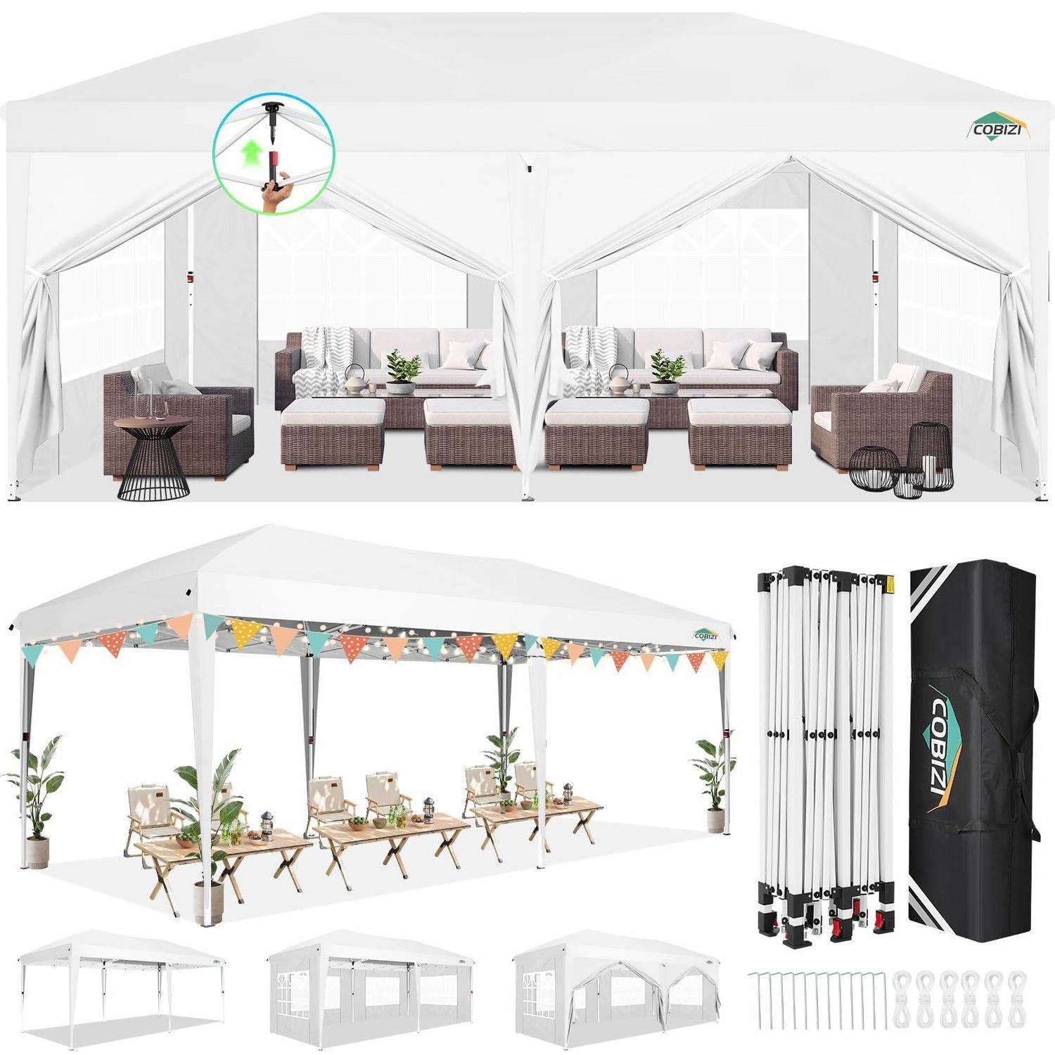 Faltpavillon 3x6m Wasserdicht Mit 6 Seitenteilen, Uv-schutz, Höhenverstellbar