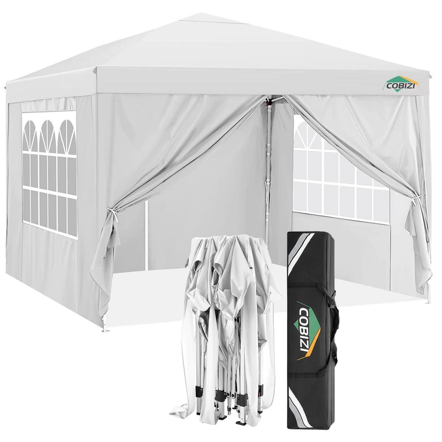 Faltpavillon 3x3m Mit 6 Seitenwänden, Wasserdicht, Weiß
