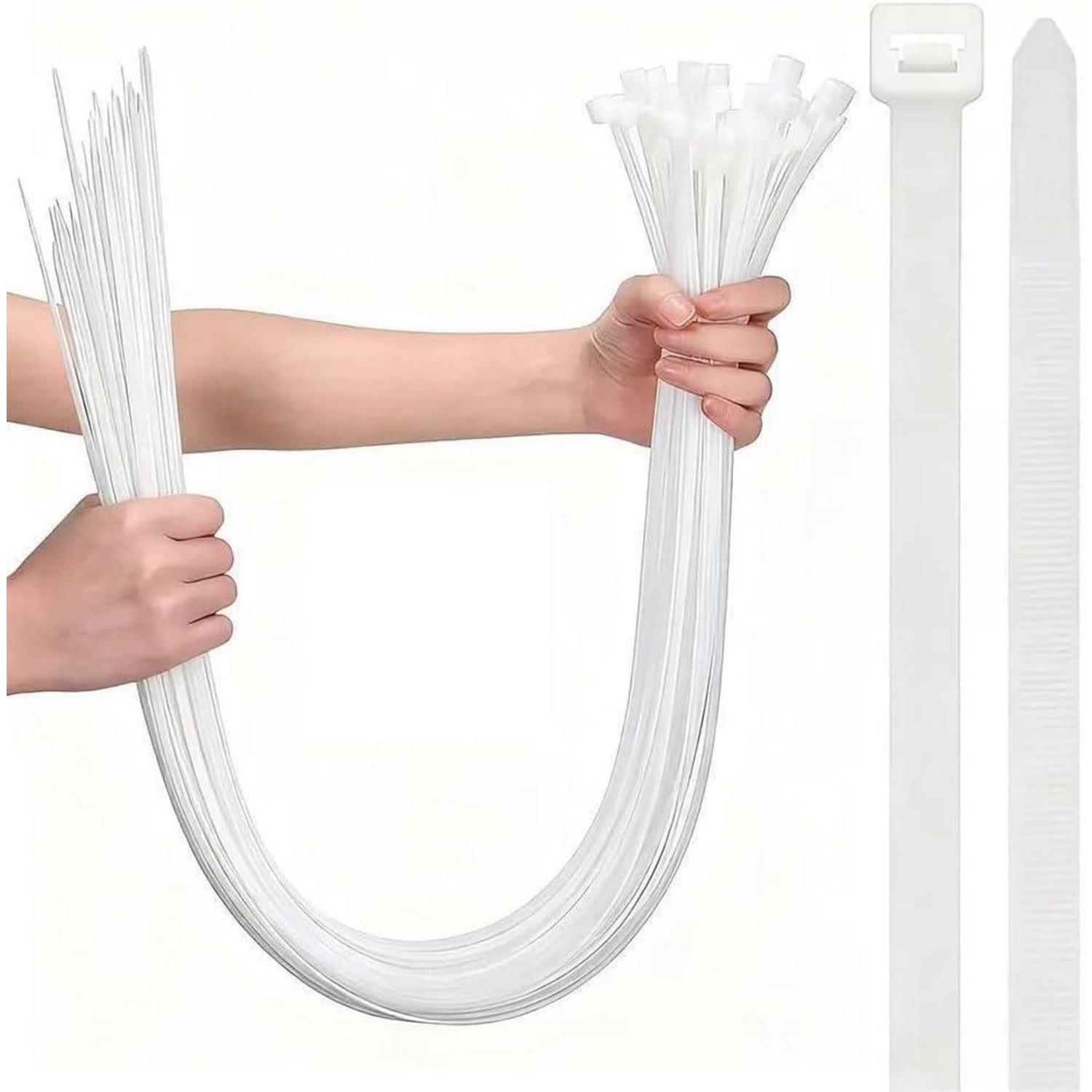 100 Stück Kabelbinder 450x10mm Uv-beständig 100kg Zugfestigkeit Weiß