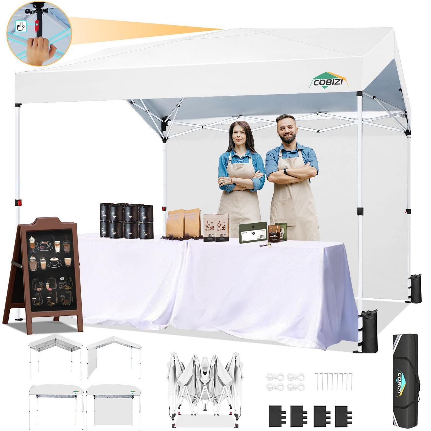 Faltpavillon 3x3m Mit Seitenwand, Pop-up Überdachung, 3 Höhen, Ein-klick-installation