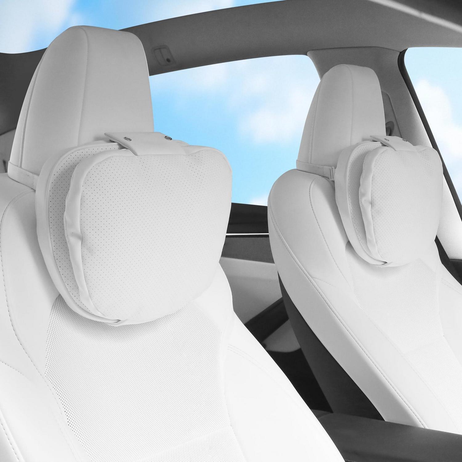 Auto Nackenkissen 2 Stück, Ergonomisch, Weich, Atmungsaktiv, Weiß