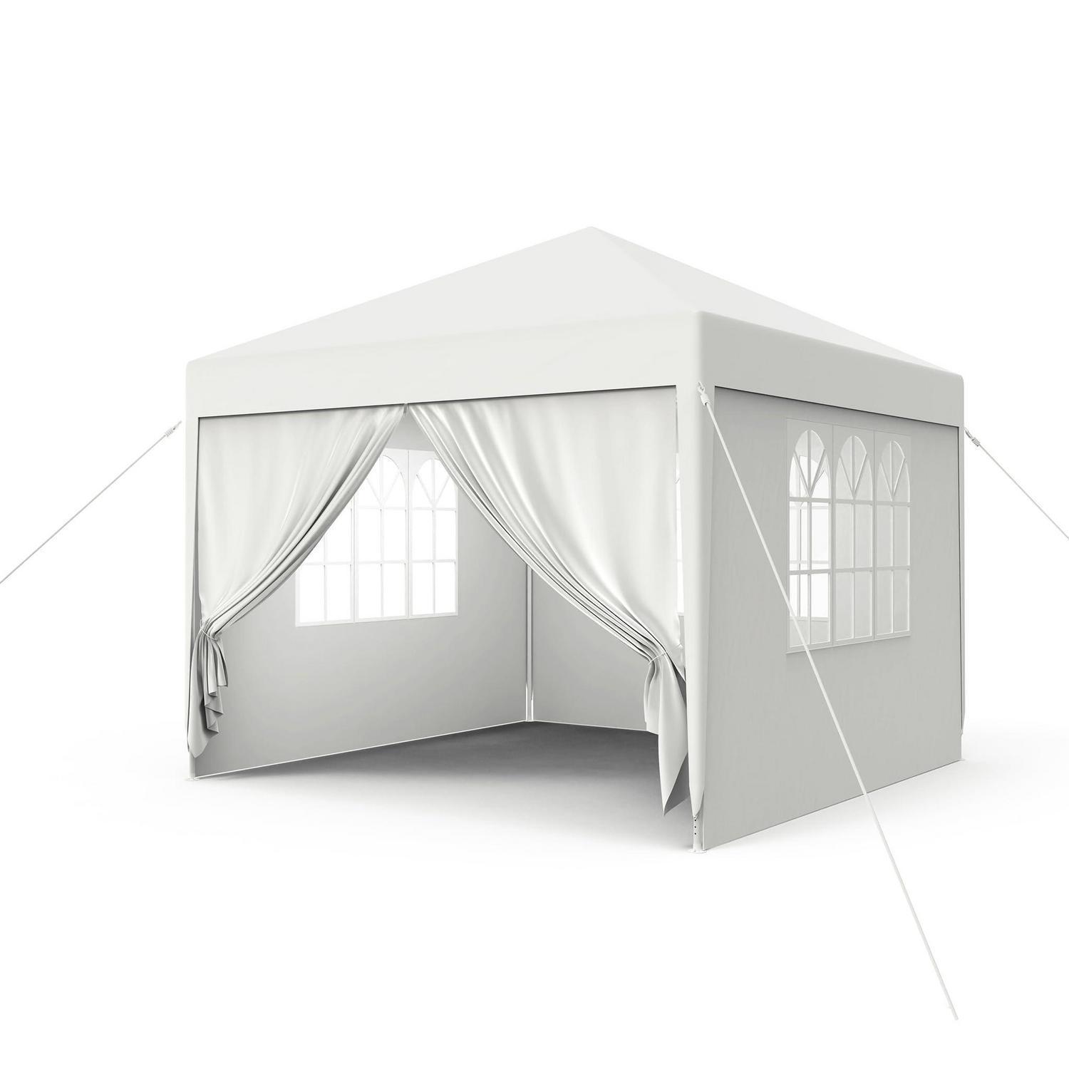3x3m Partyzelt Mit Seitenteilen Und Fenstern, Uv-schutz, Wasserdicht, Weiß