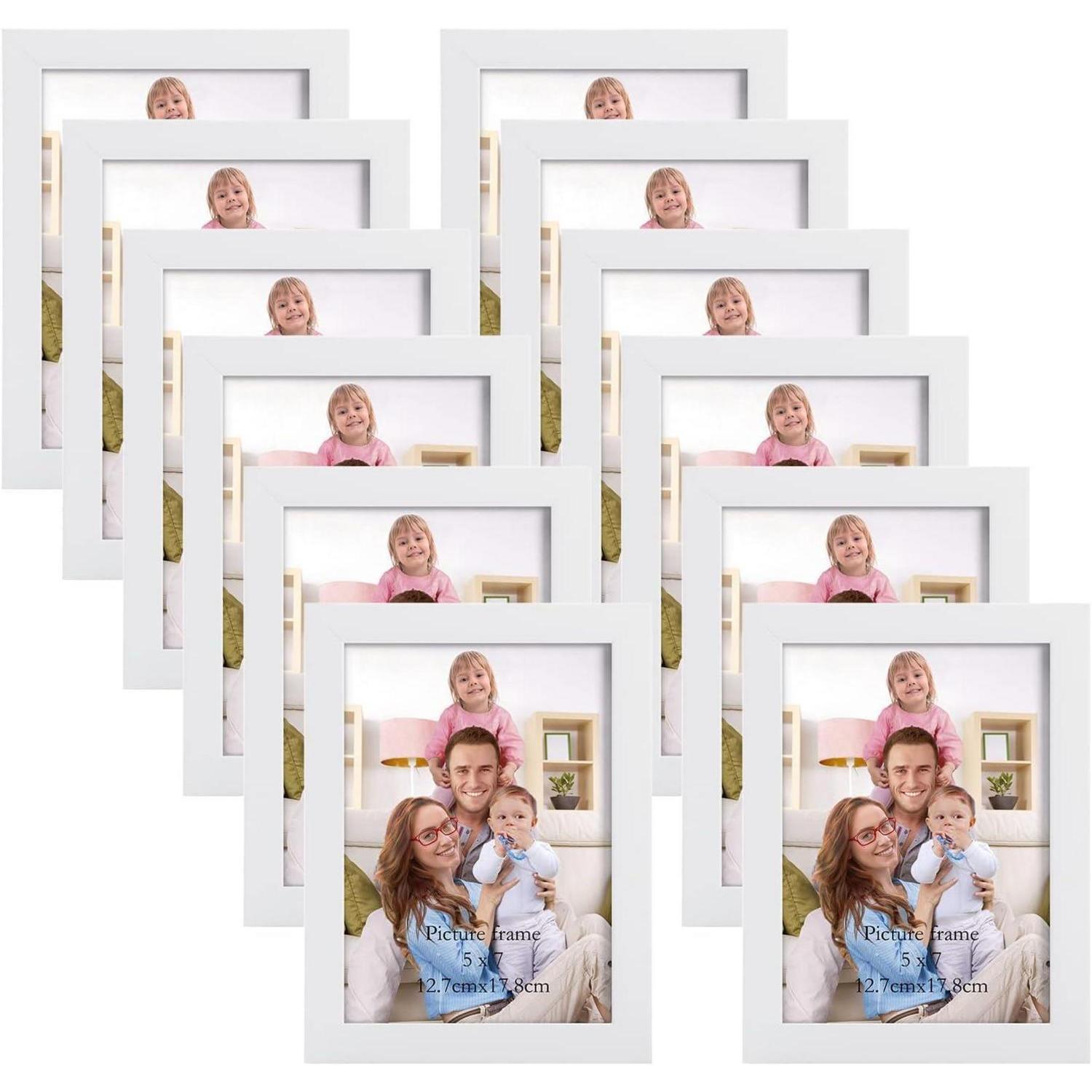 12er Set Bilderrahmen 13x18 Cm Weiß Für Fotos, Wand- & Tischaufsteller