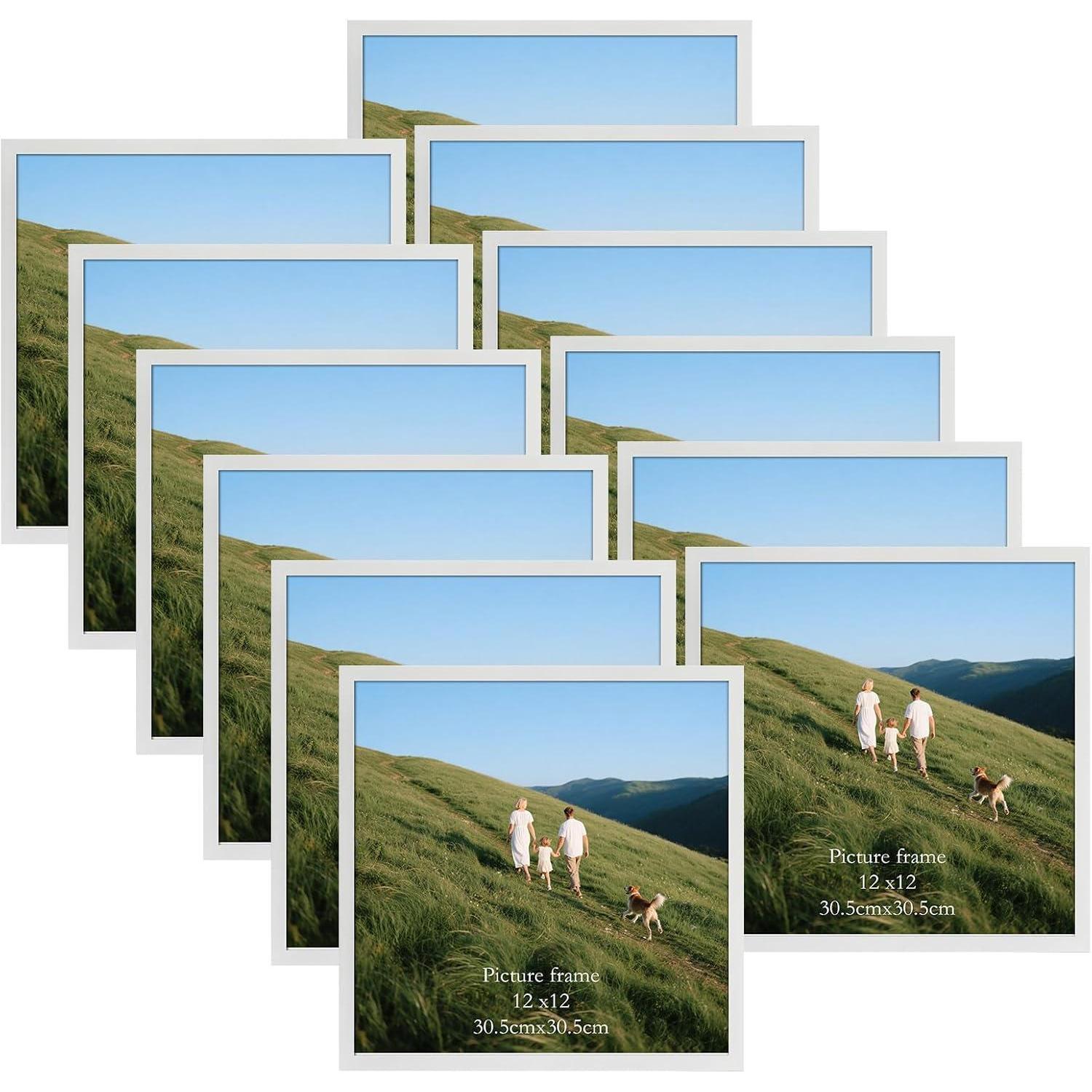 12er Set Weiße Bilderrahmen 30x30 Cm – Quadratische Pvc Fotorahmen Für Wanddeko
