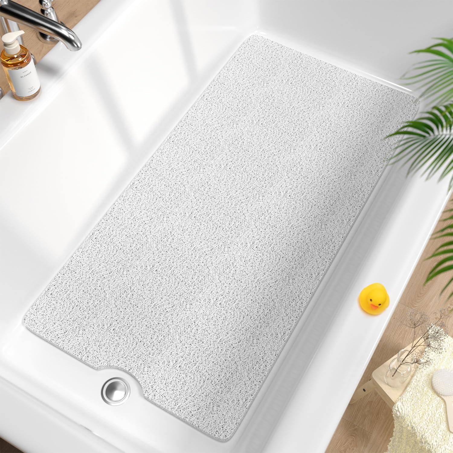 Badewannenmatte Rutschfest 101x51cm, Extra Lang, Weich, Schnelltrocknend, Zuschneidbar, Weiß