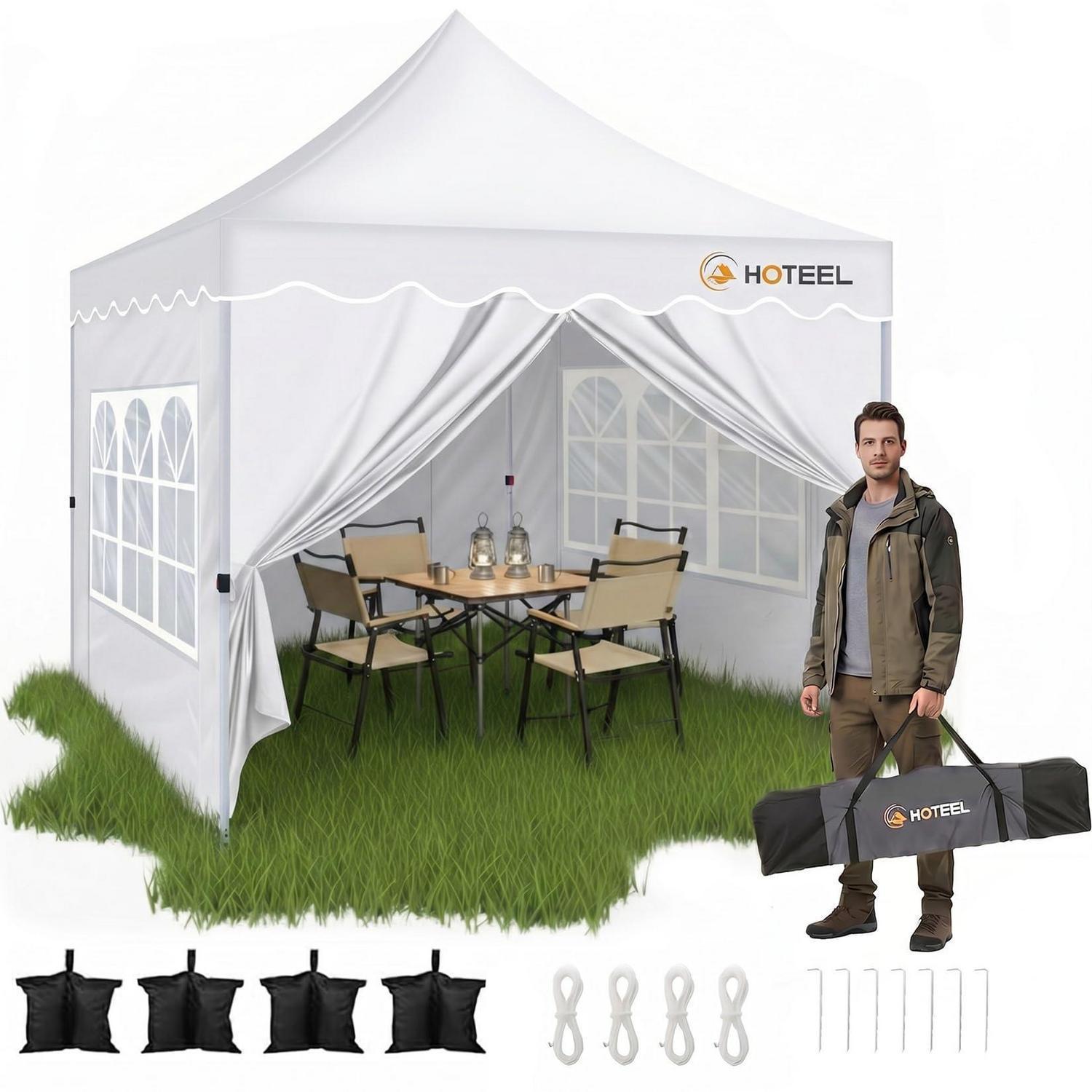Faltpavillon 3x3m Mit 4 Seitenwänden, Wasserdicht, Uv 50+, Verstärkter Rahmen