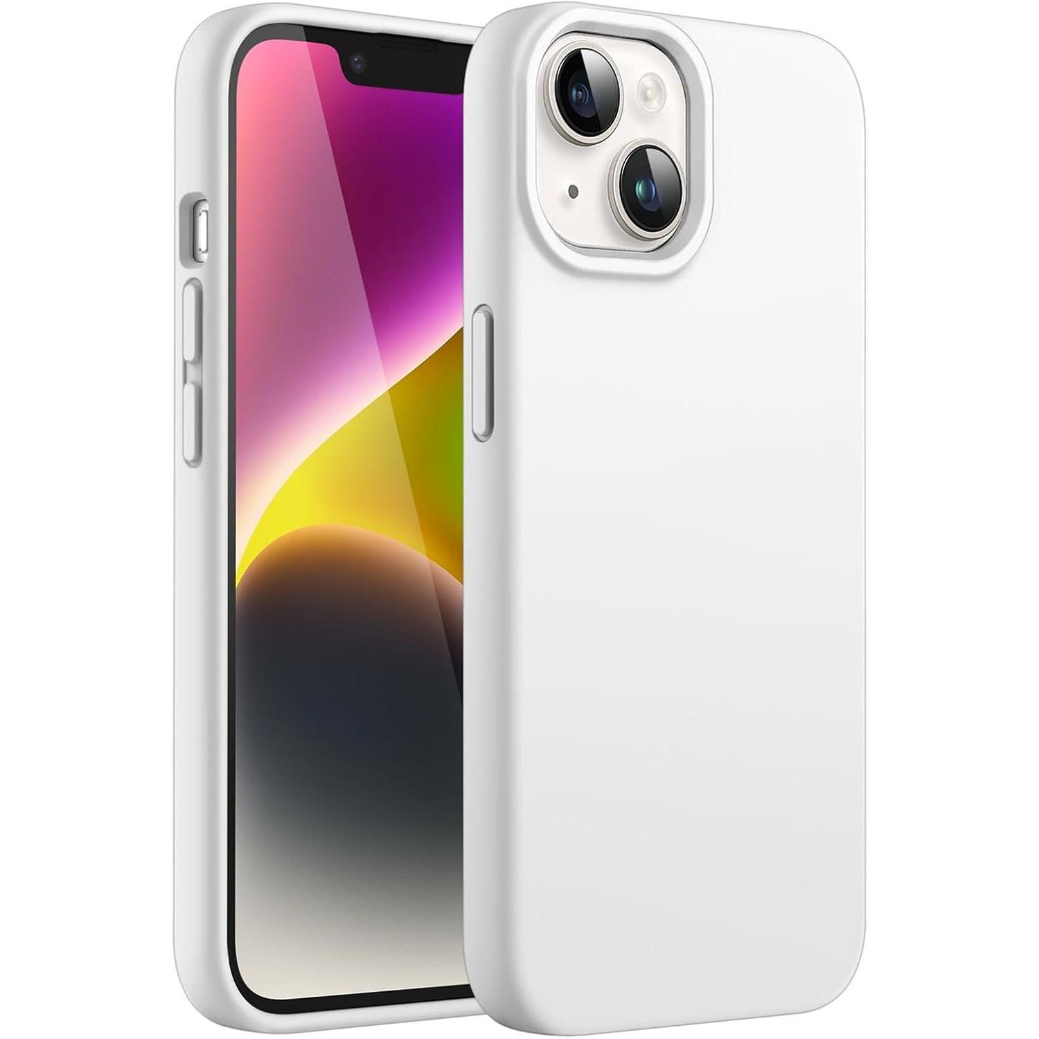 Silikon Hülle Für Iphone 14 6,1 Zoll, Ganzkörperschutz, Stoßfest, Mikrofaser-futter, Mehrere Farben