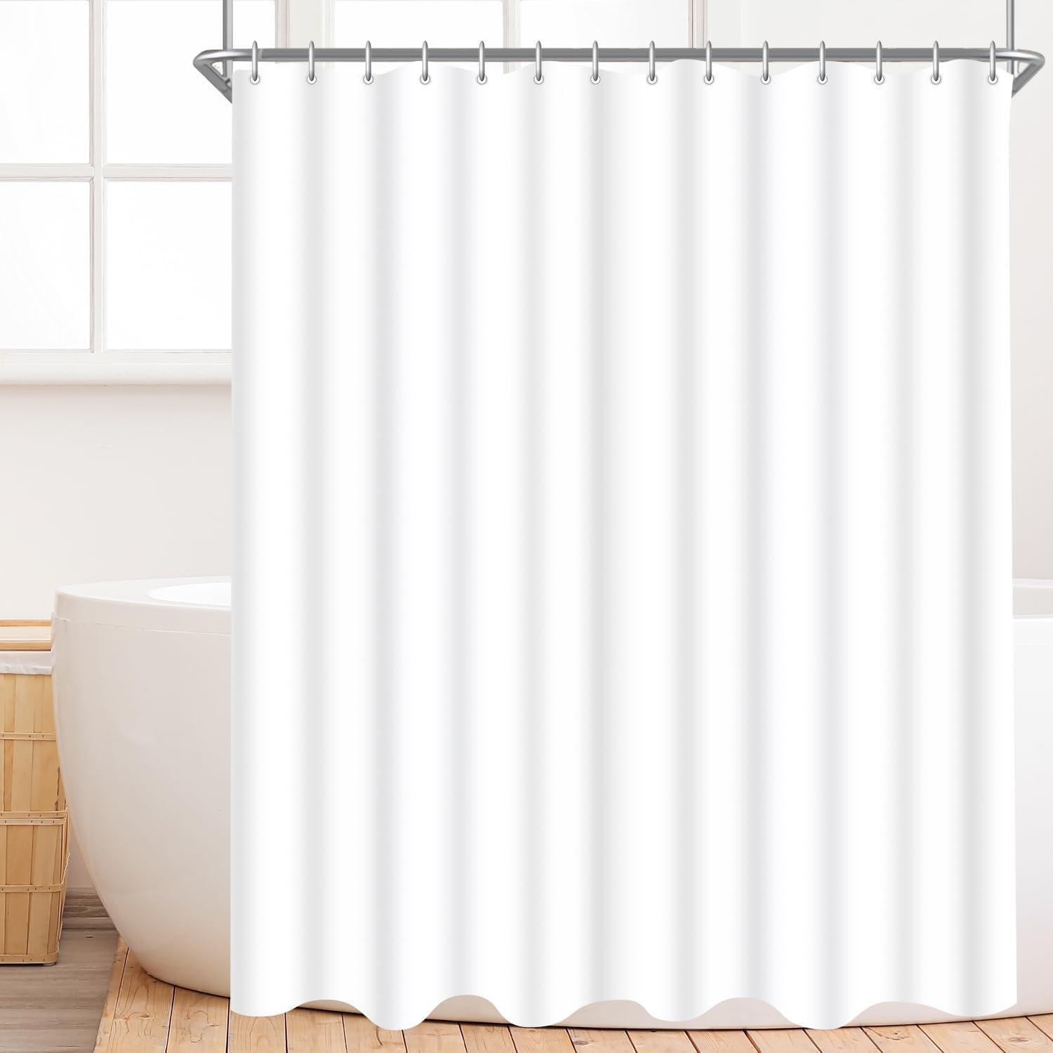 Duschvorhang 200x220cm Reinweiß, Wasserabweisend, Beschwerter Saum, Waschbar