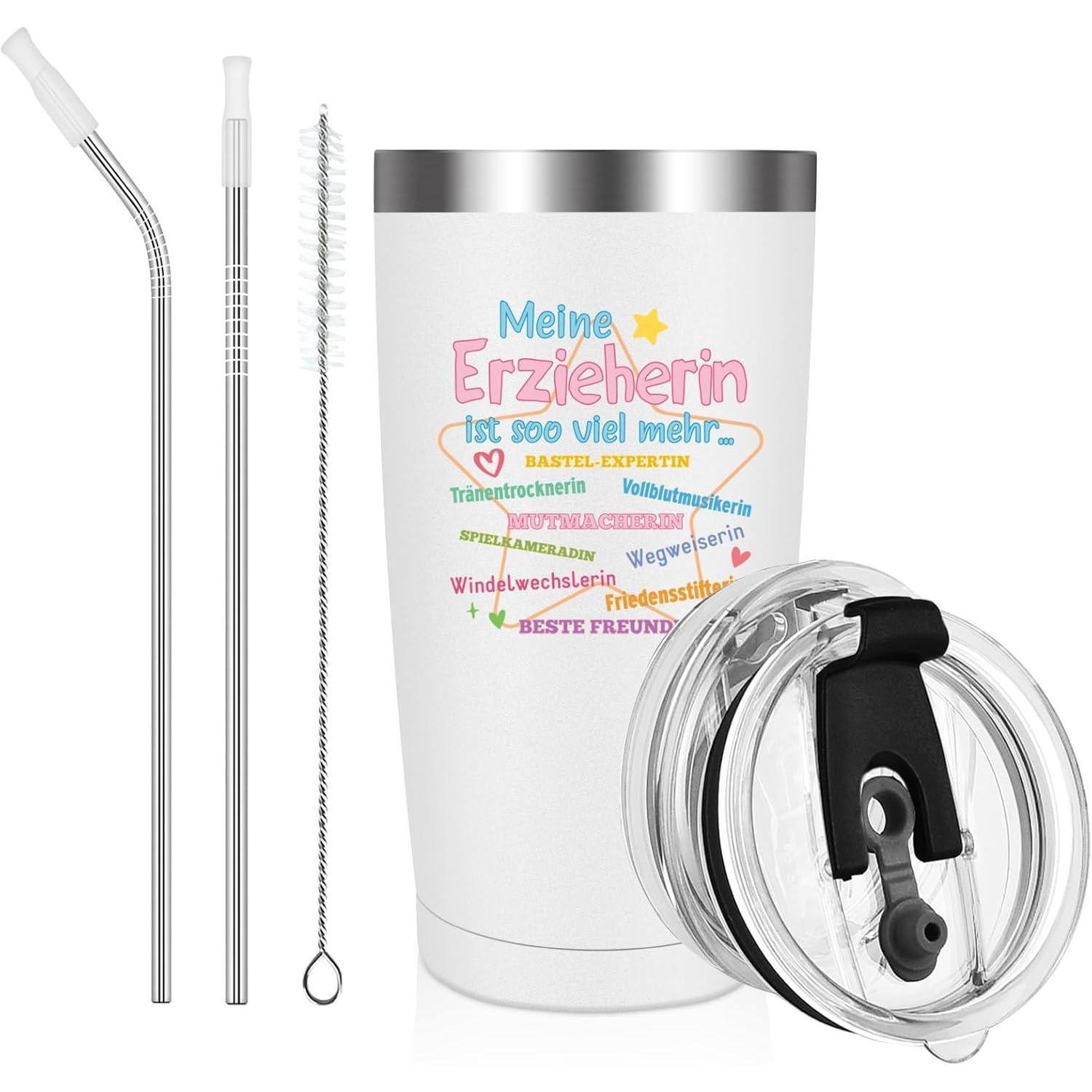 Thermobecher 600ml Für Erzieherin, Abschiedsgeschenk Kindergarten, Weiß