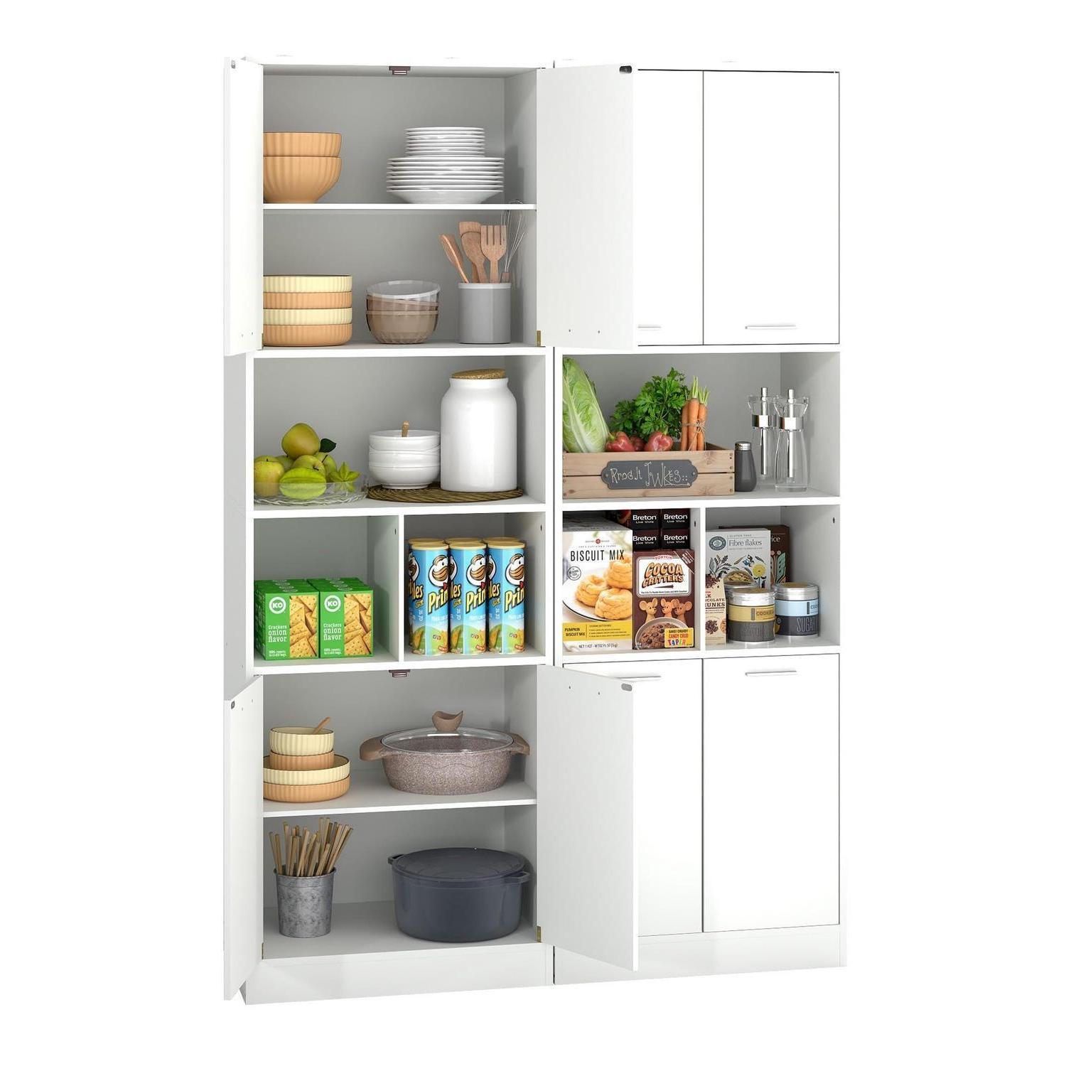 Küchenschrank 60cm Breit Weiß, 2 Stück Apothekerschrank Mit Türen, Vorratsschrank